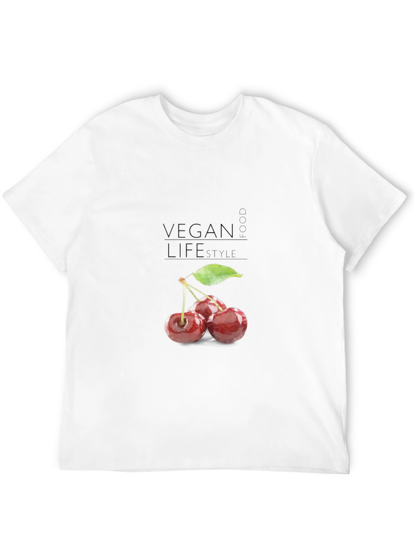 Black Vegan Cherry T-Shirt: Food Lifestyle Tee view 12