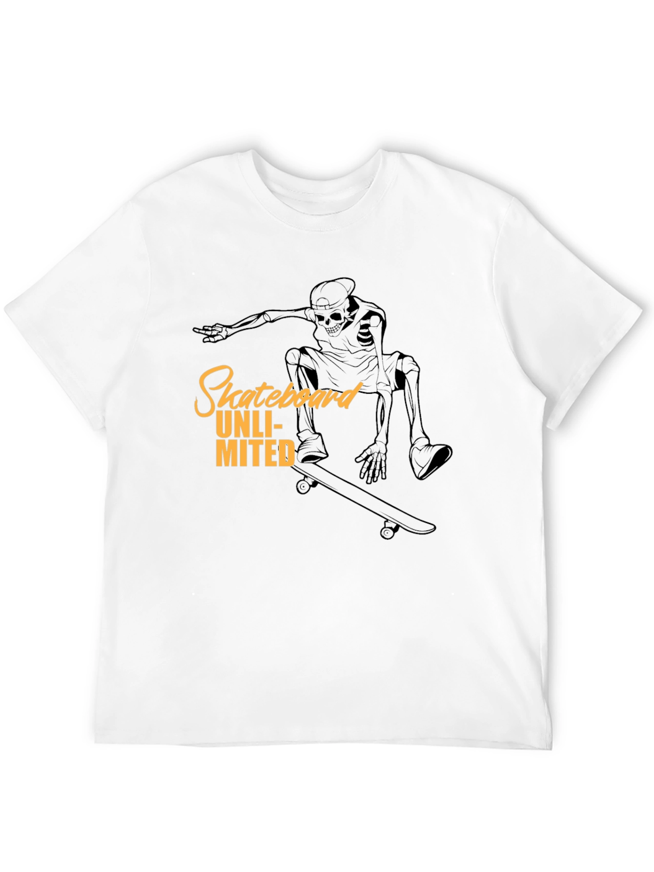 Black Skateboard Unlimited Black T-Shirt - Skeleton Rider Design view 12