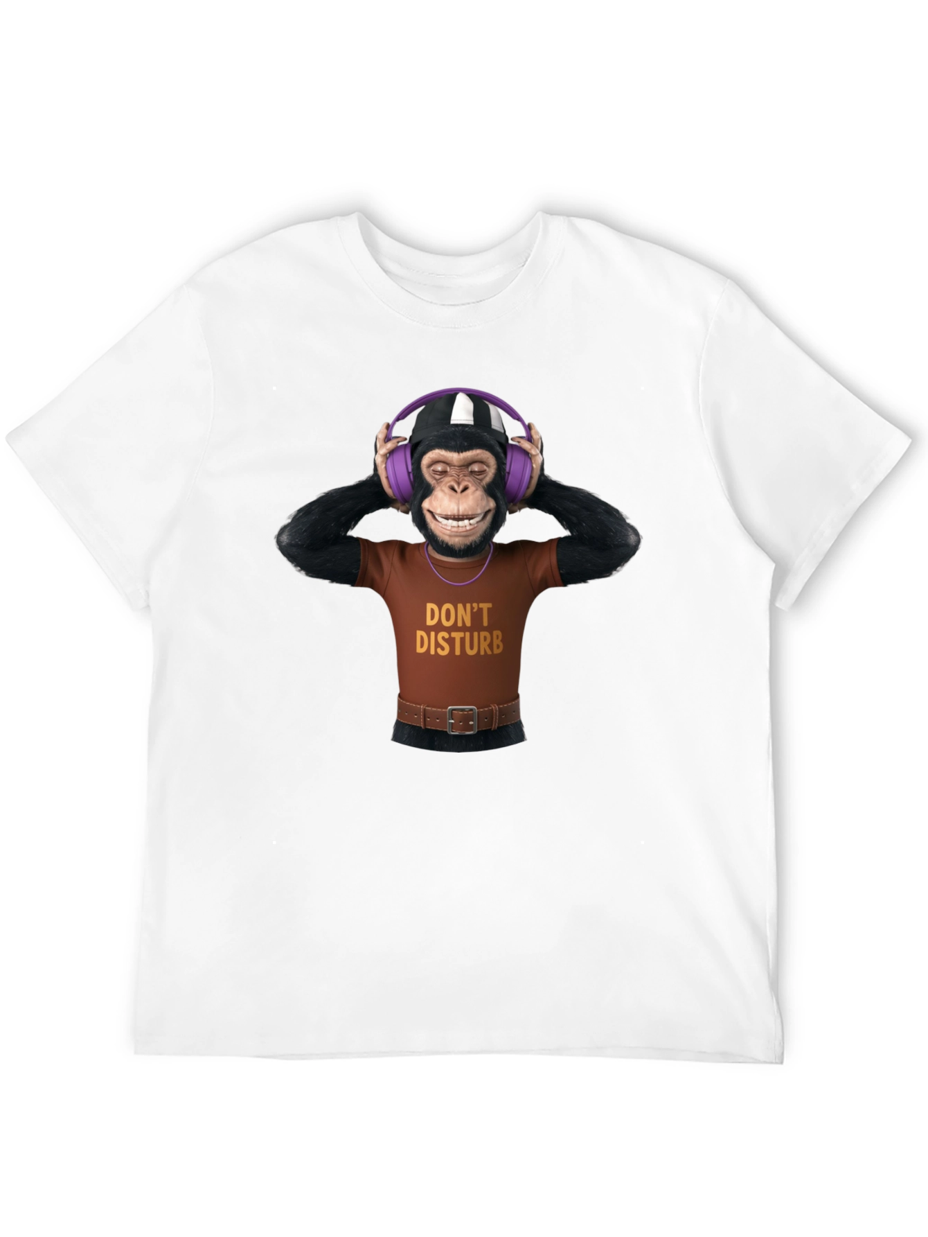 Black Funny Monkey Graphic T-Shirt - Don't Disturb view 12