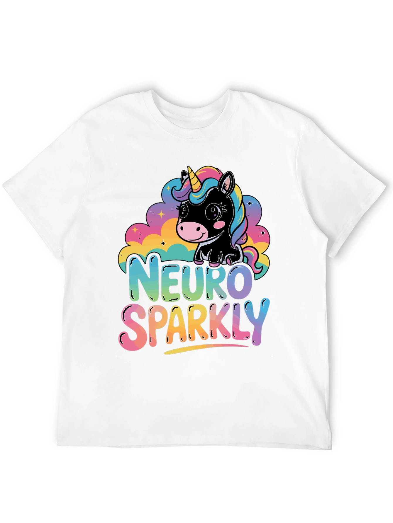 Black Neuro Sparkly Unicorn Graphic Tee view 12
