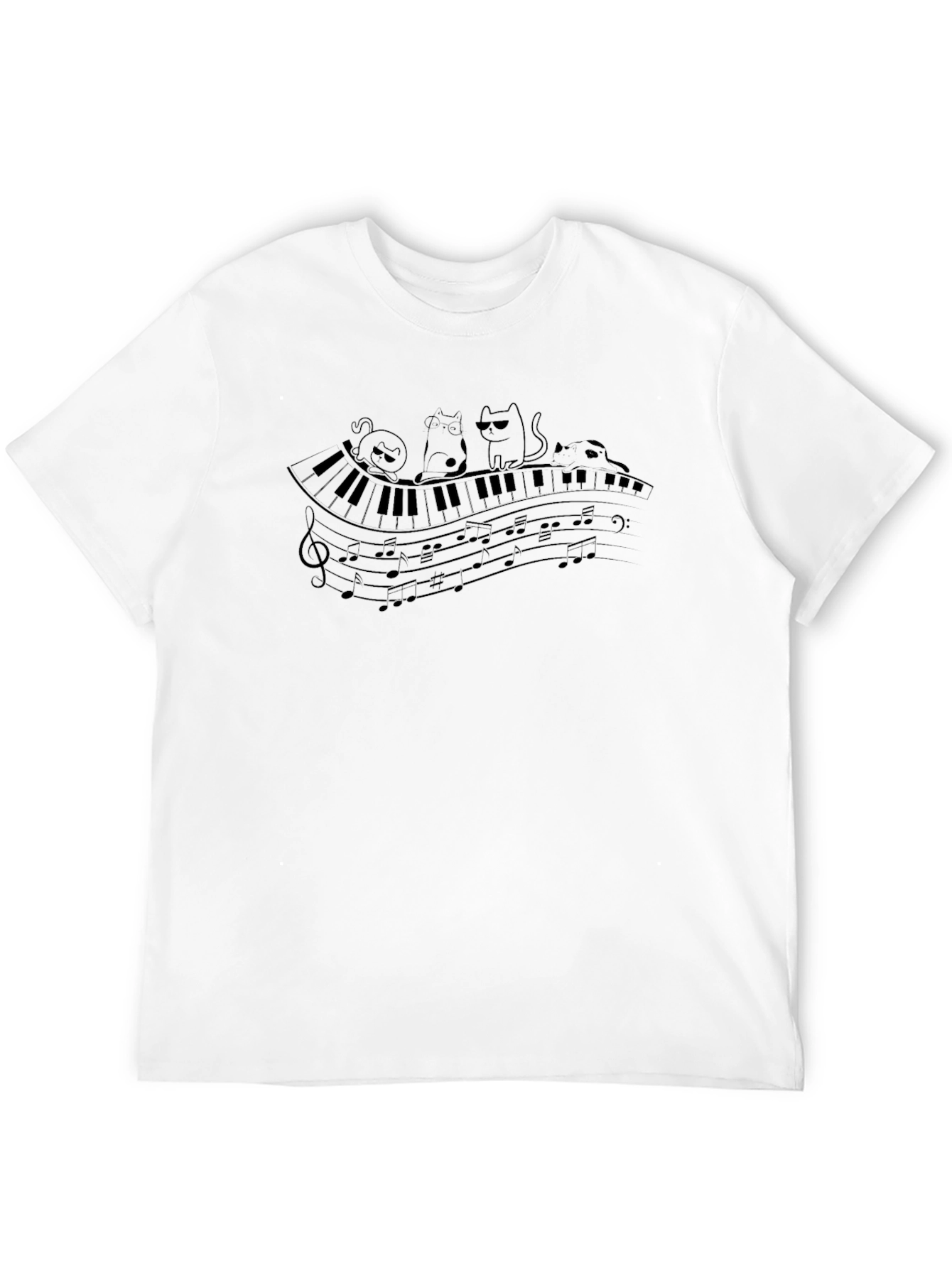 Black Piano Cats T-Shirt - Musical Feline Tee view 12