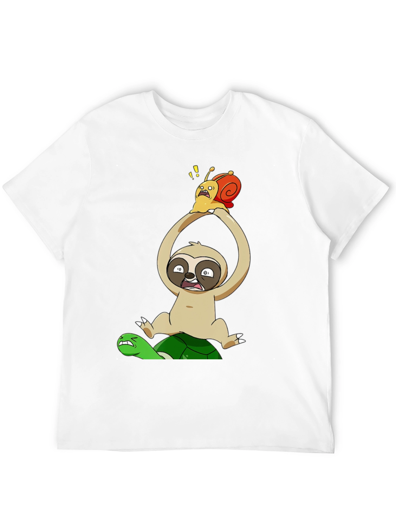 Black Funny Cartoon Animal T-Shirt: Sloth, Snail, Turtle view 12