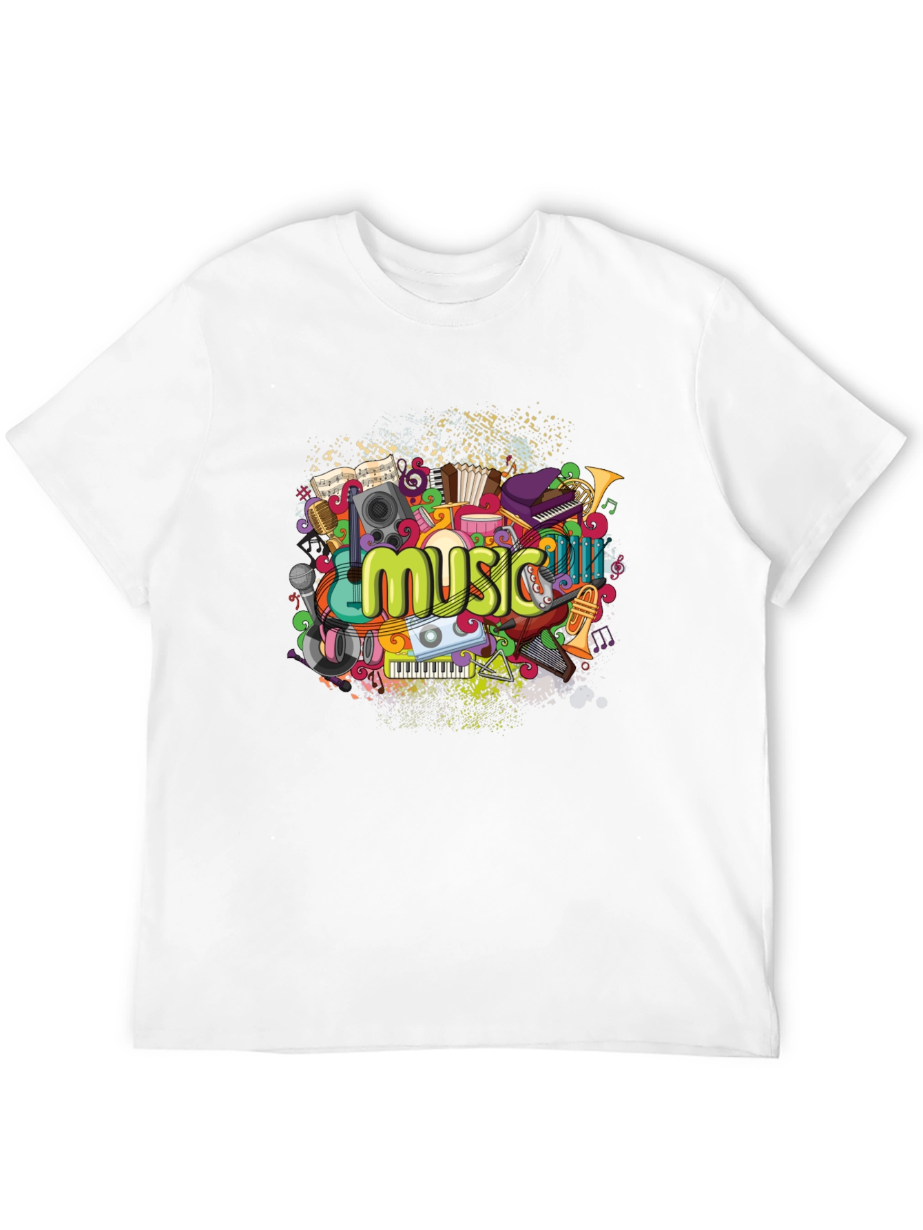 Black Music Lover's T-Shirt - Black Cotton Graphic Tee view 12