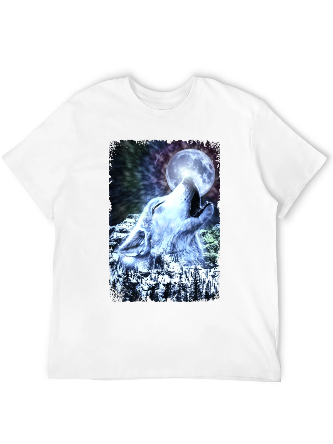 Black Wolf Howling Moon Graphic T-Shirt - Cool Design view 12