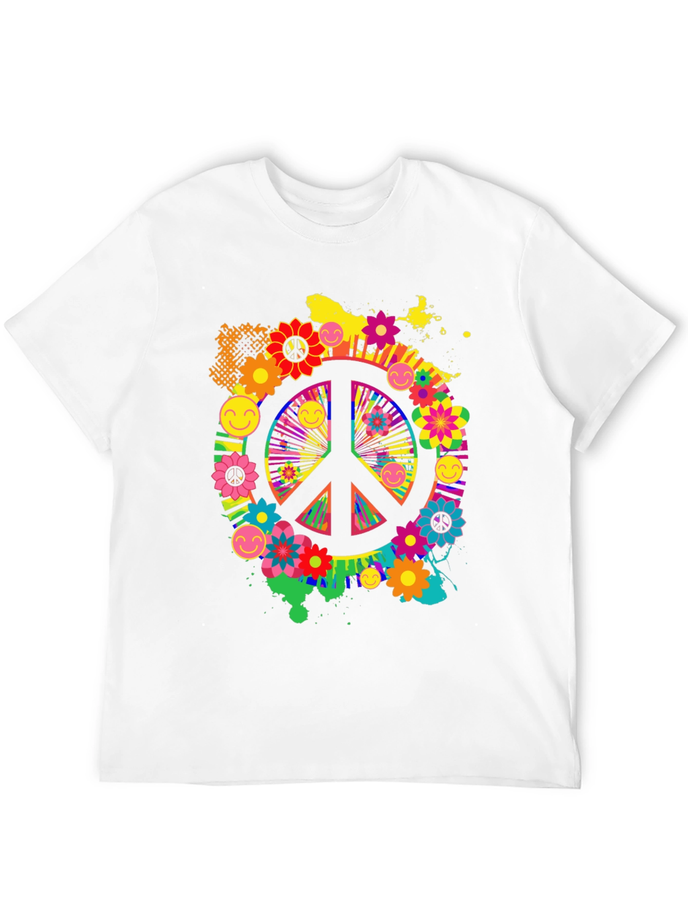 Black Groovy Peace Sign Graphic Tee - Retro Style view 12