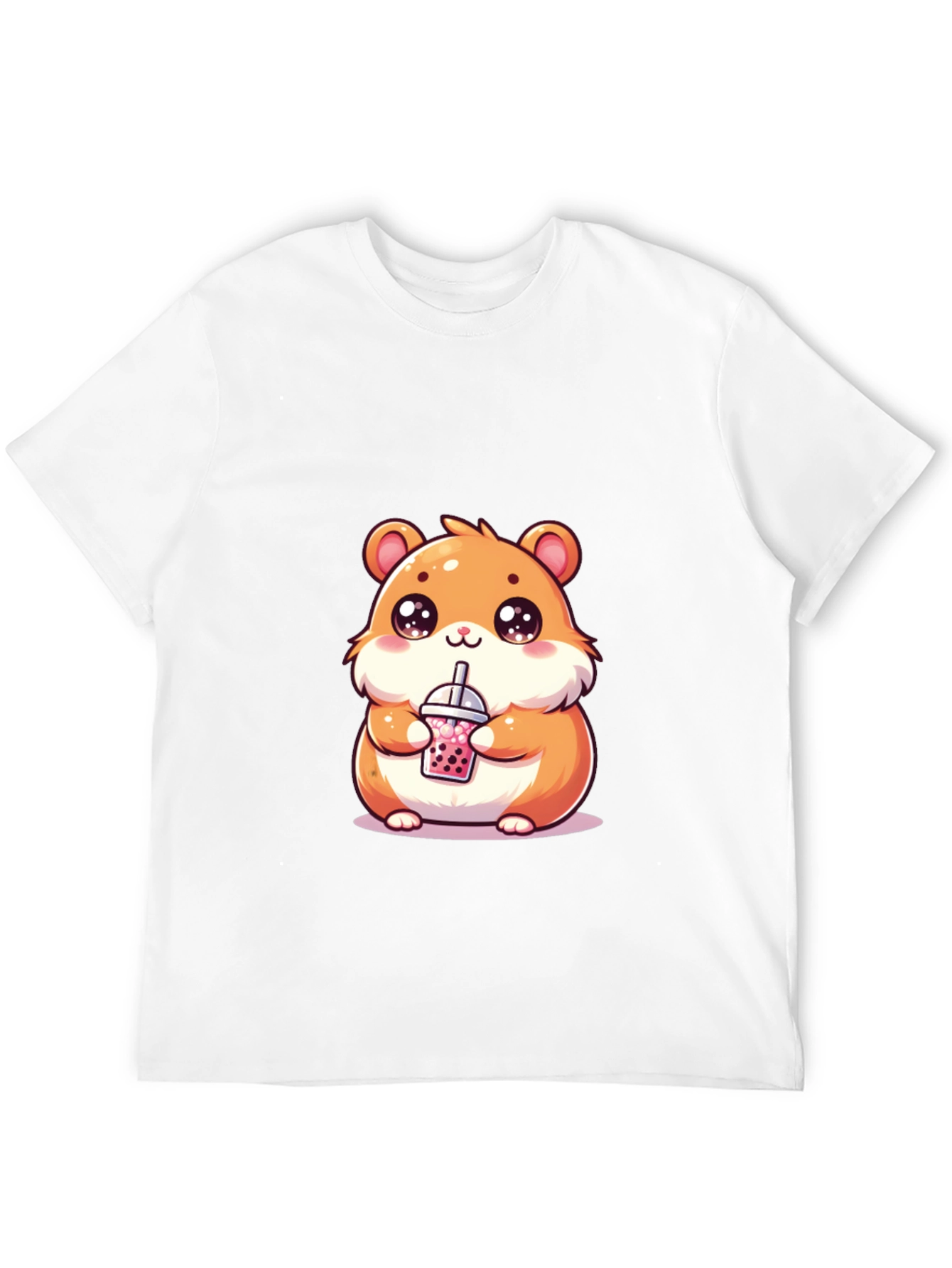 Black Cute Hamster Boba Tea Graphic T-Shirt view 12