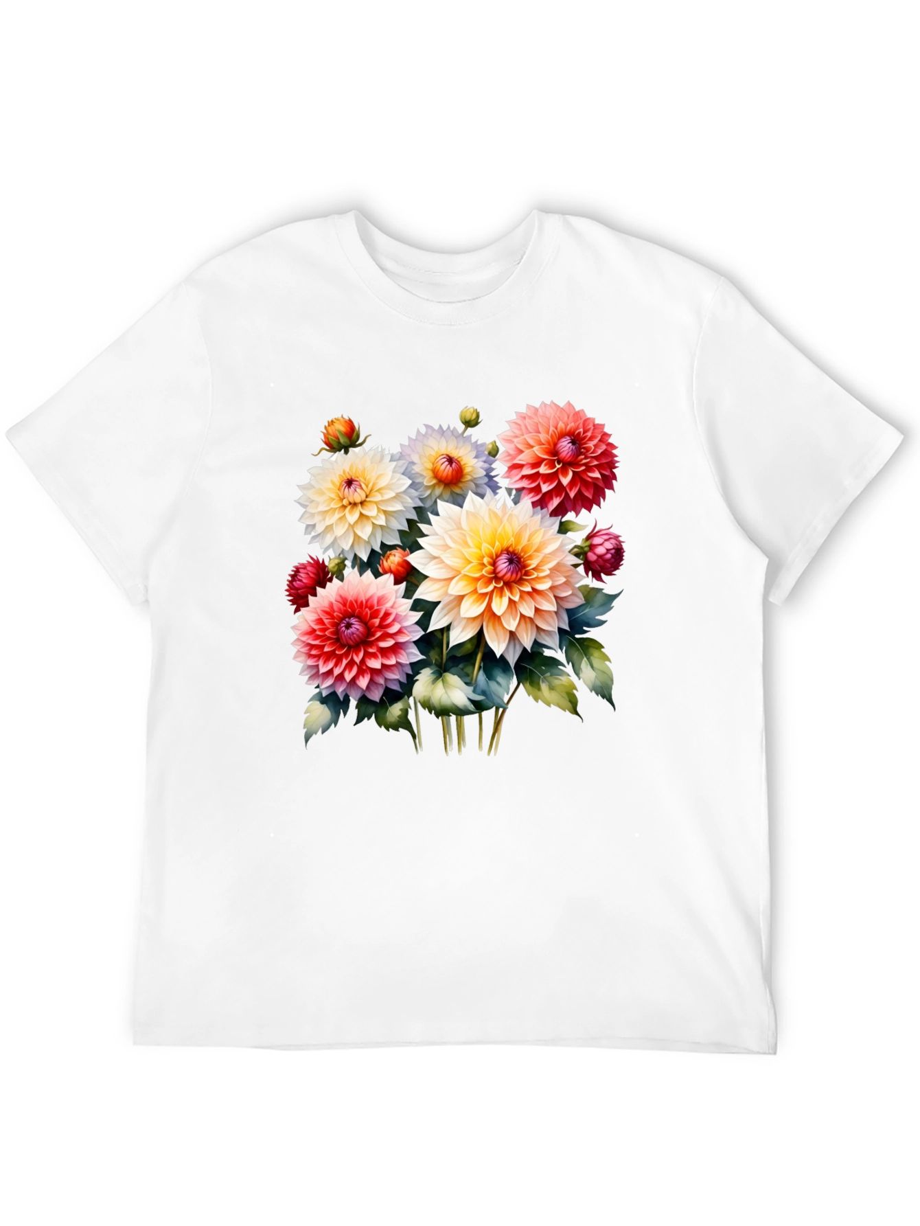 Black Floral Graphic Tee - Colorful Dahlia Design view 12