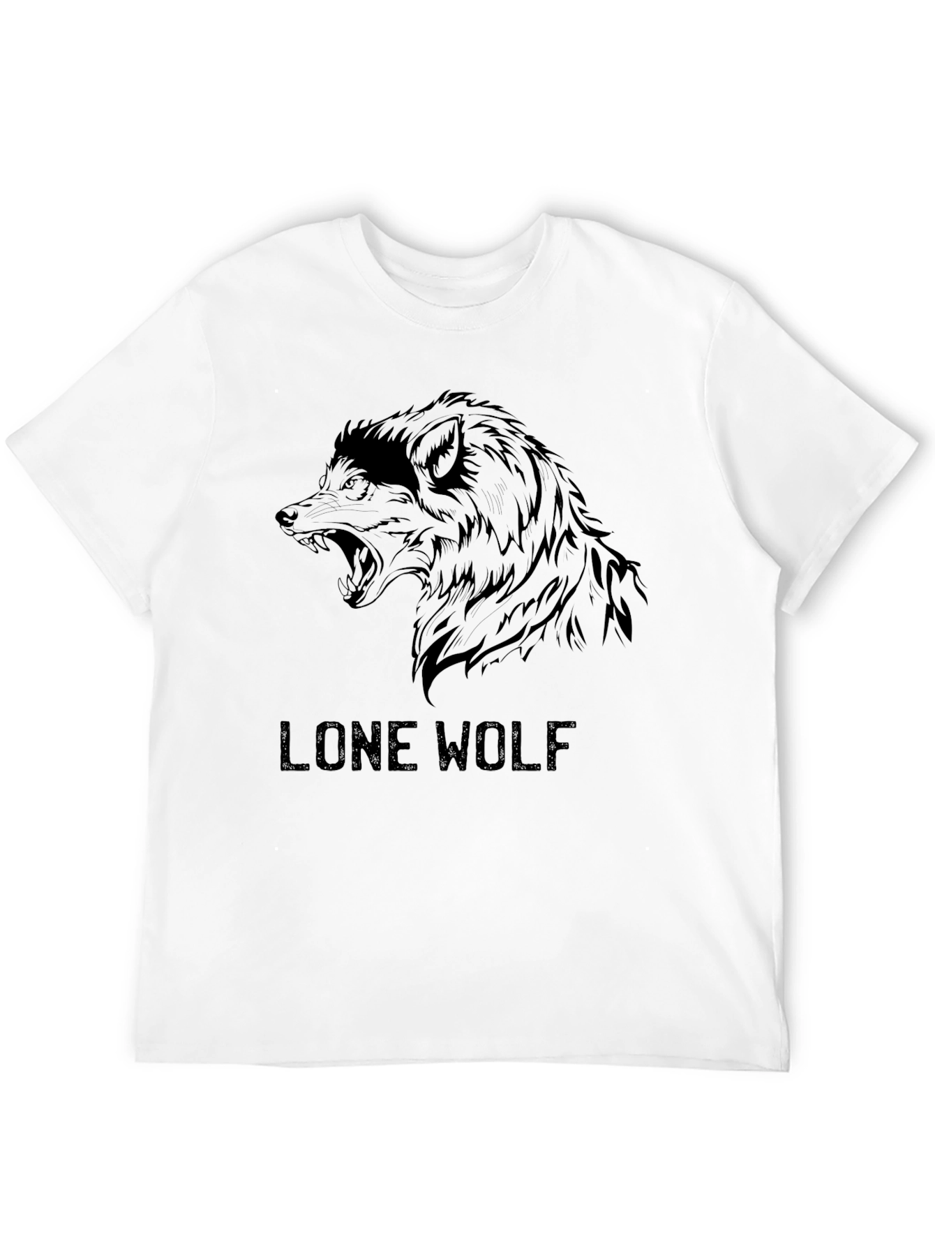 Black Lone Wolf Graphic Tee - Men's Black T-Shirt view 12
