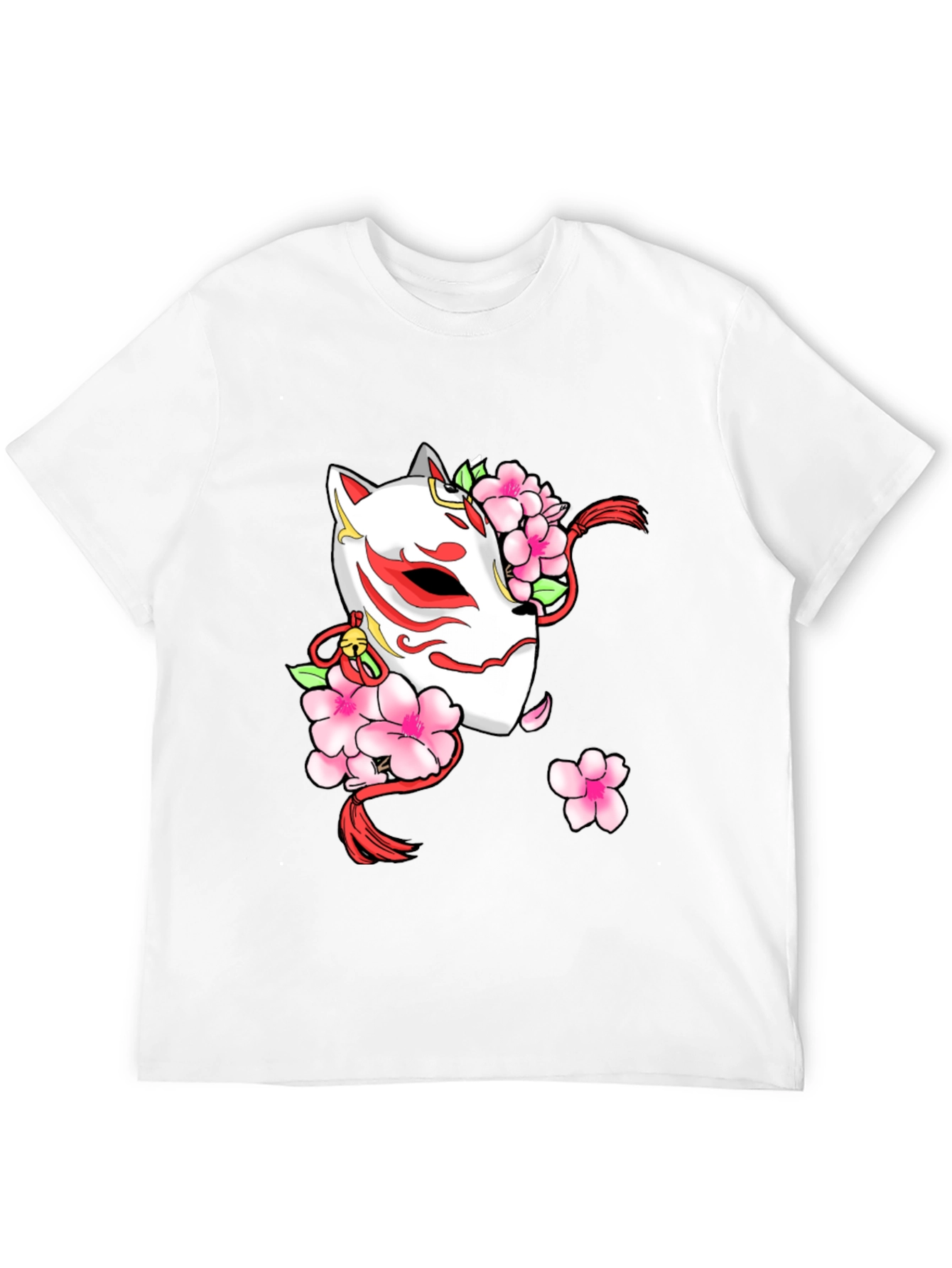 Black Sakura Kitsune Mask Graphic Tee - Black view 12