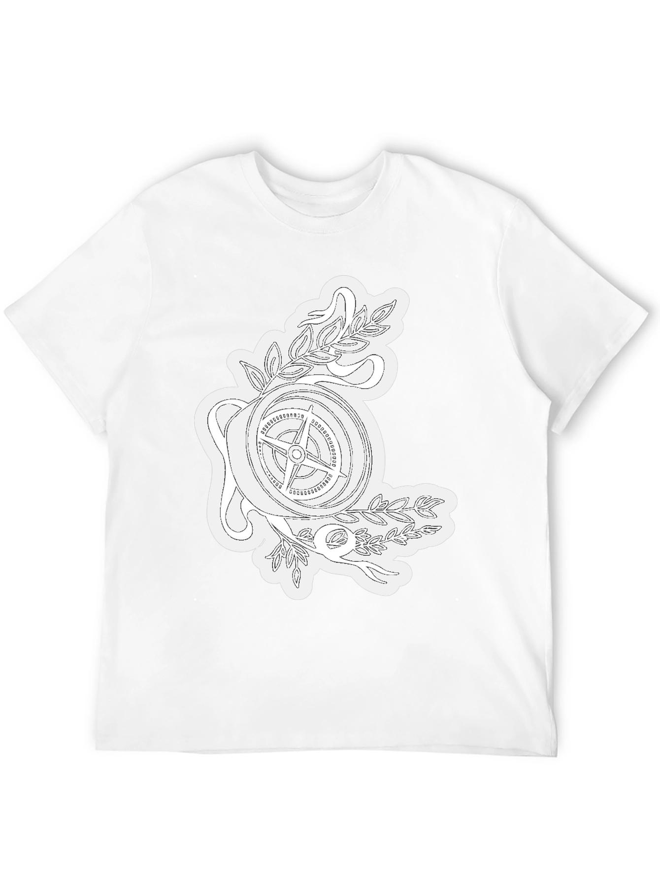 Black Compass Rose Graphic Tee - Black Cotton T-Shirt view 12