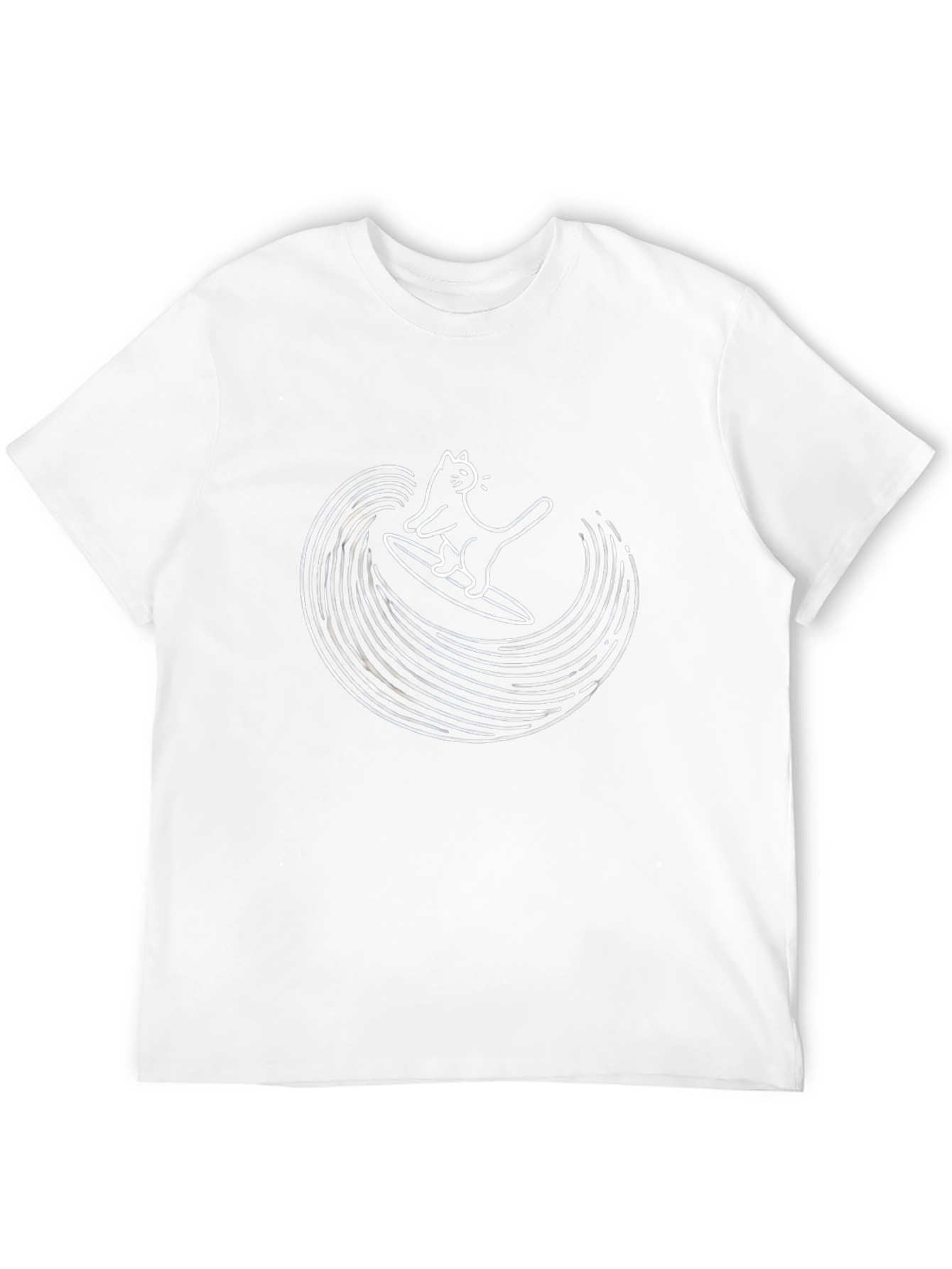 Black Cool Cat Surfing Wave Graphic T-Shirt view 12