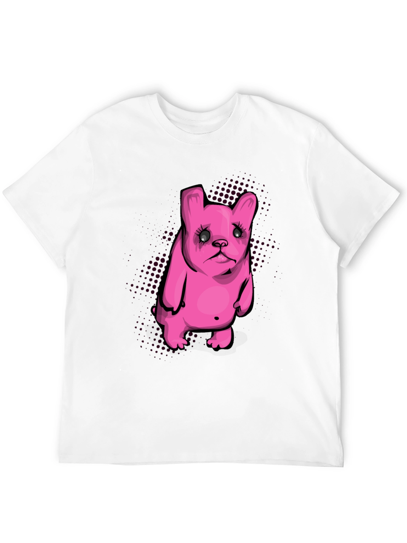 Black Pink Cartoon Dog Graphic Black T-Shirt view 12