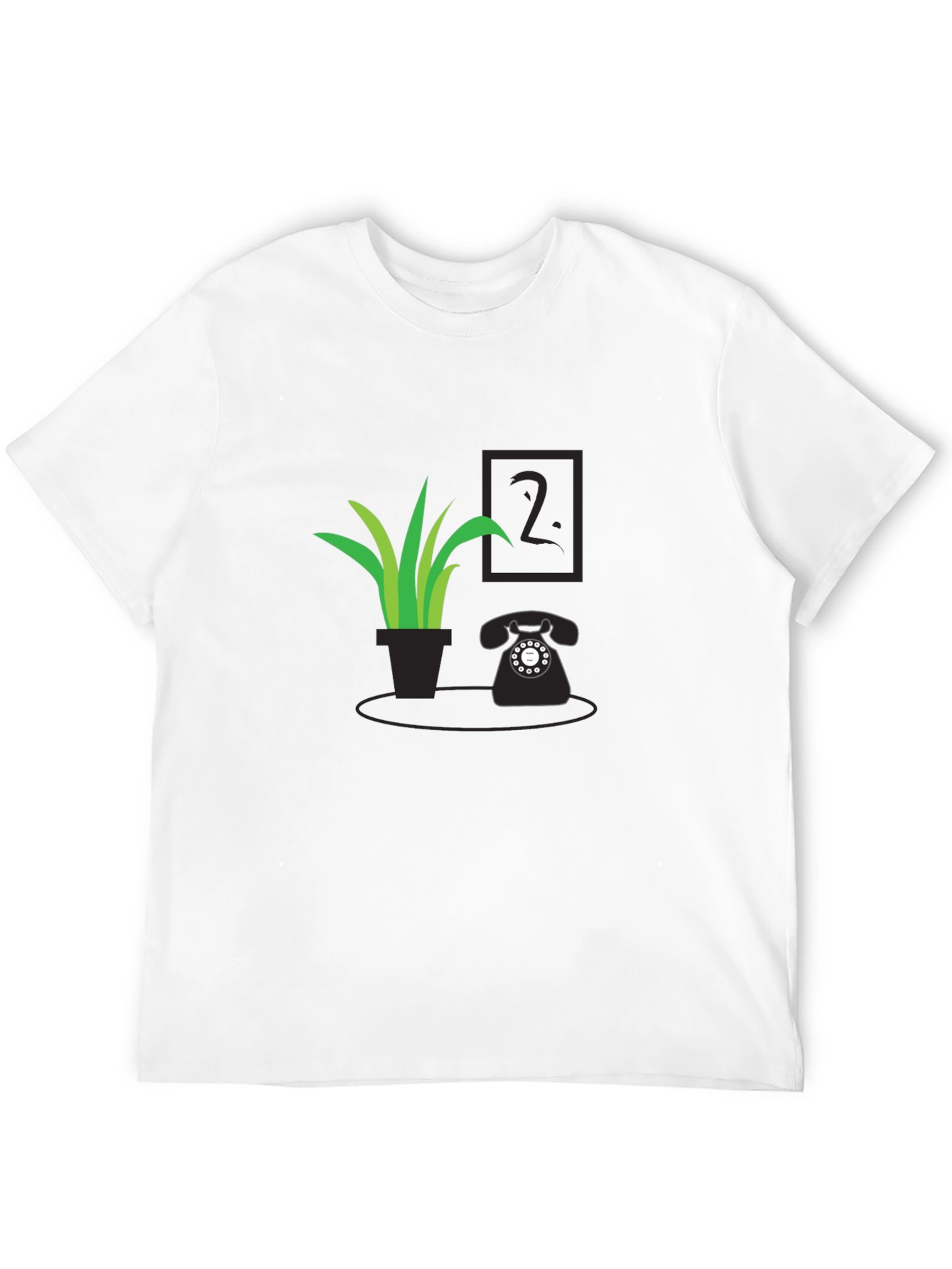Black Plant & Rotary Phone Black Graphic Tee view 12
