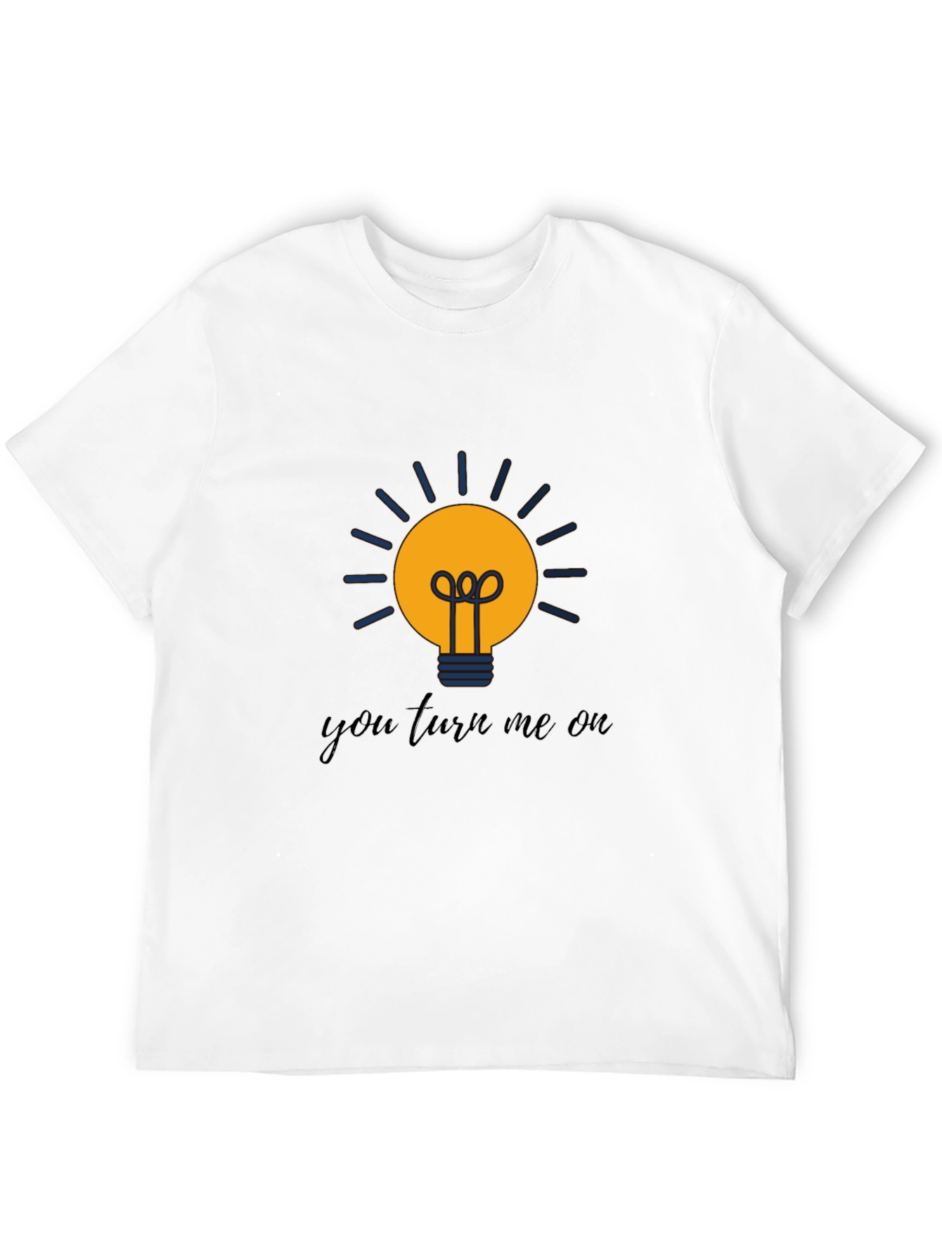Black Humorous "You Turn Me On" Lightbulb Graphic Tee view 12