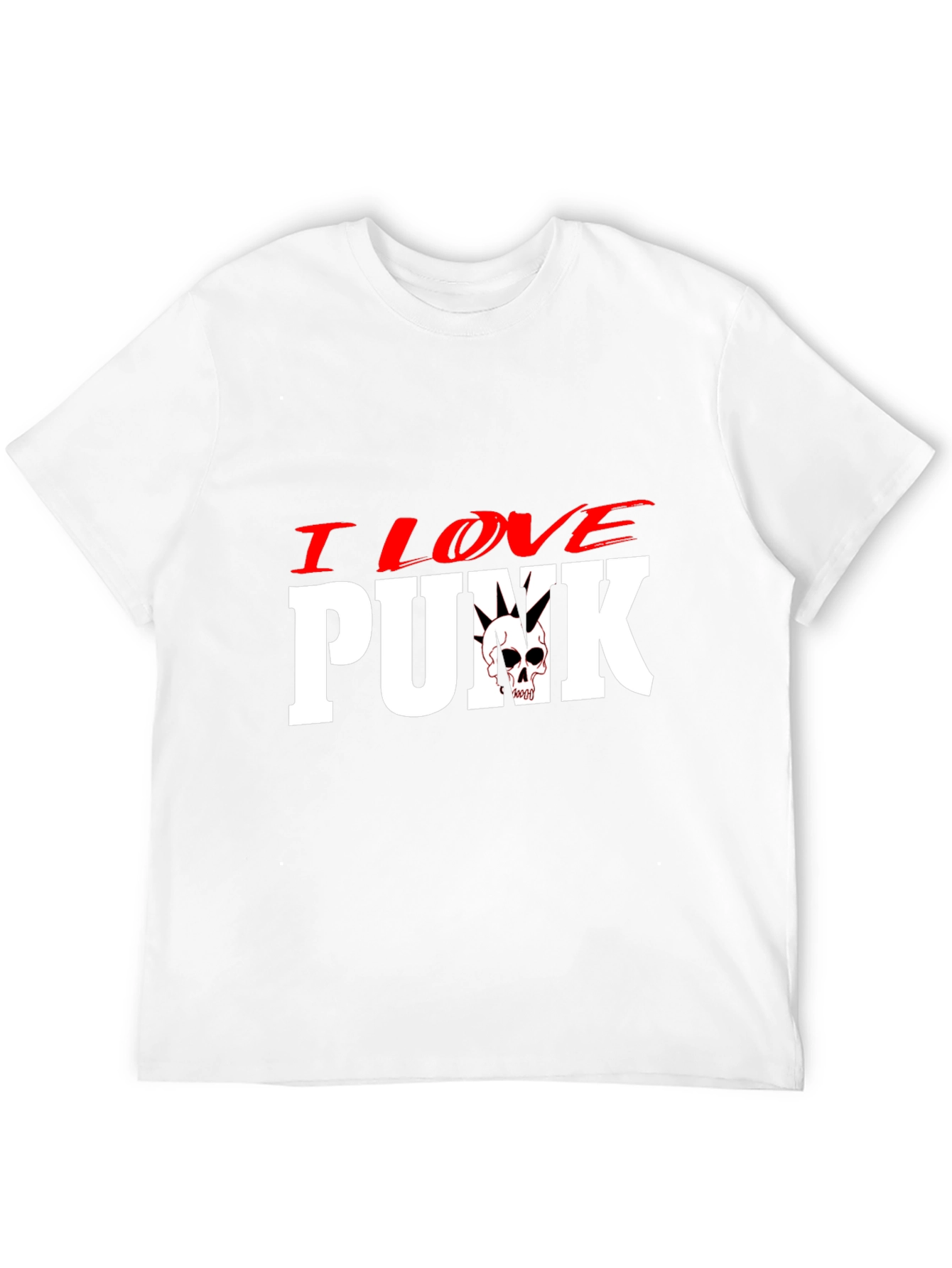 Black I Love Punk T-Shirt - Skull Design view 12