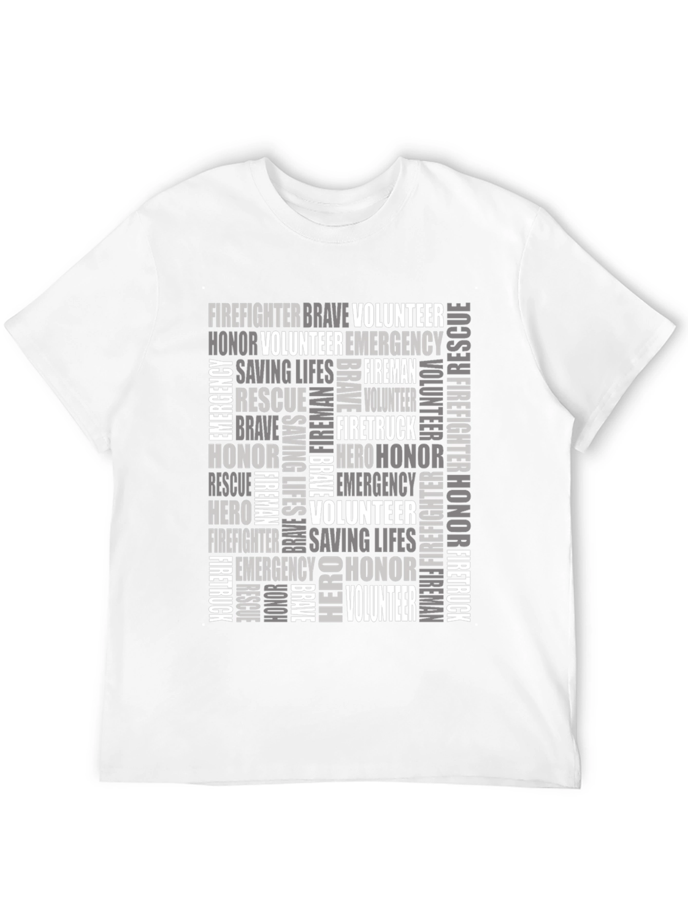 Black Firefighter Word Art T-Shirt - Heroic Tribute Tee view 12