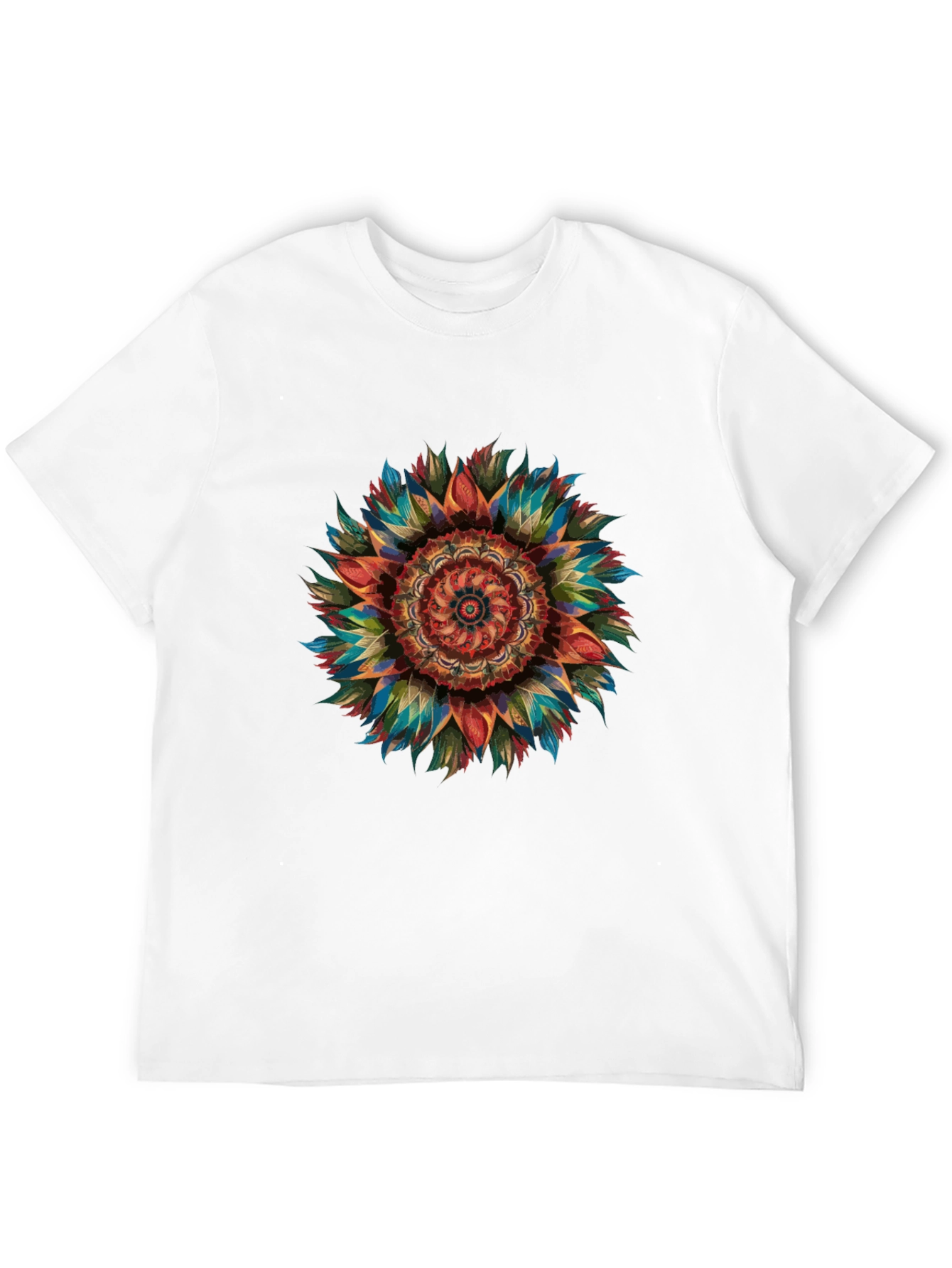 Vibrant Mandala Graphic Print Men's Black T-Shirt - 12