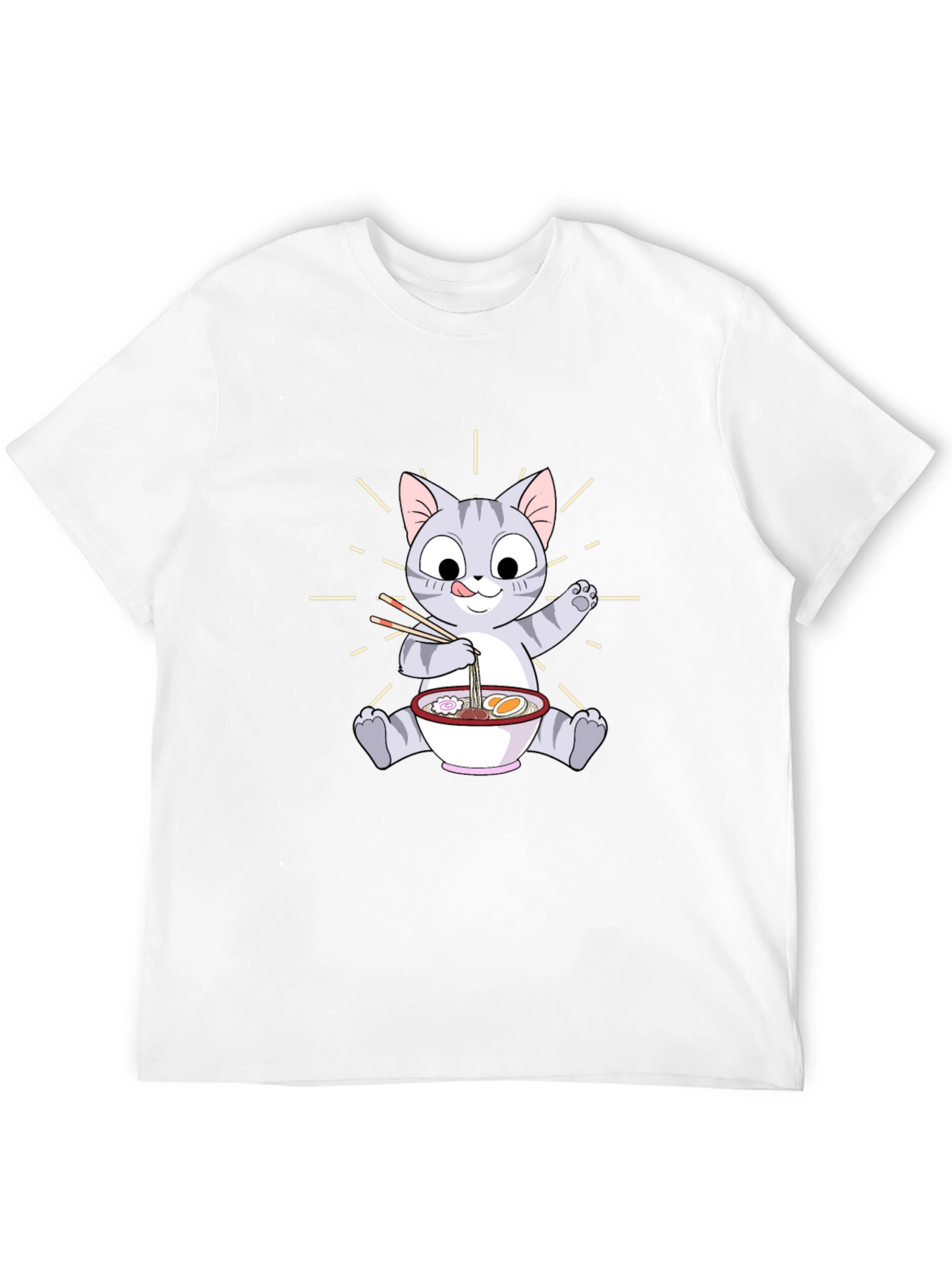Black Cute Cat Ramen T-Shirt - Unisex Graphic Tee view 12