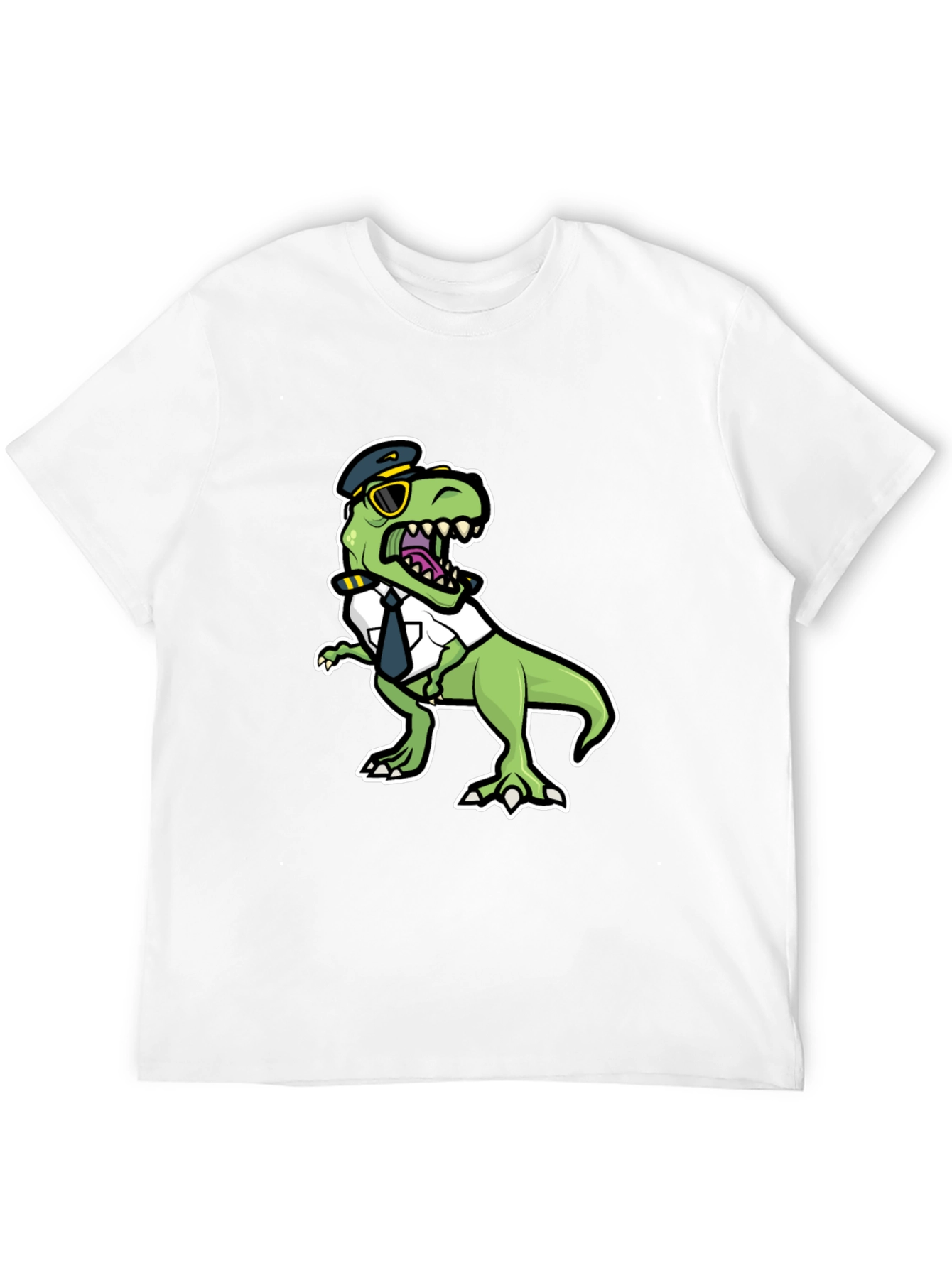 Black Pilot Dino T-Shirt - Funny Trex Aviation Tee view 12