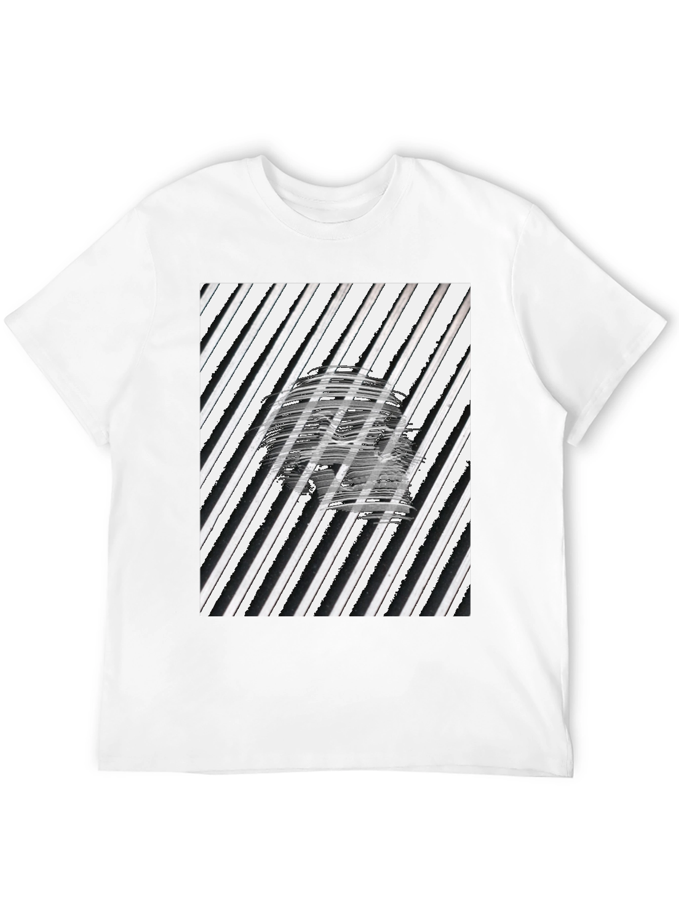 Black Abstract Skull Graphic Tee - Black Cotton T-Shirt view 12