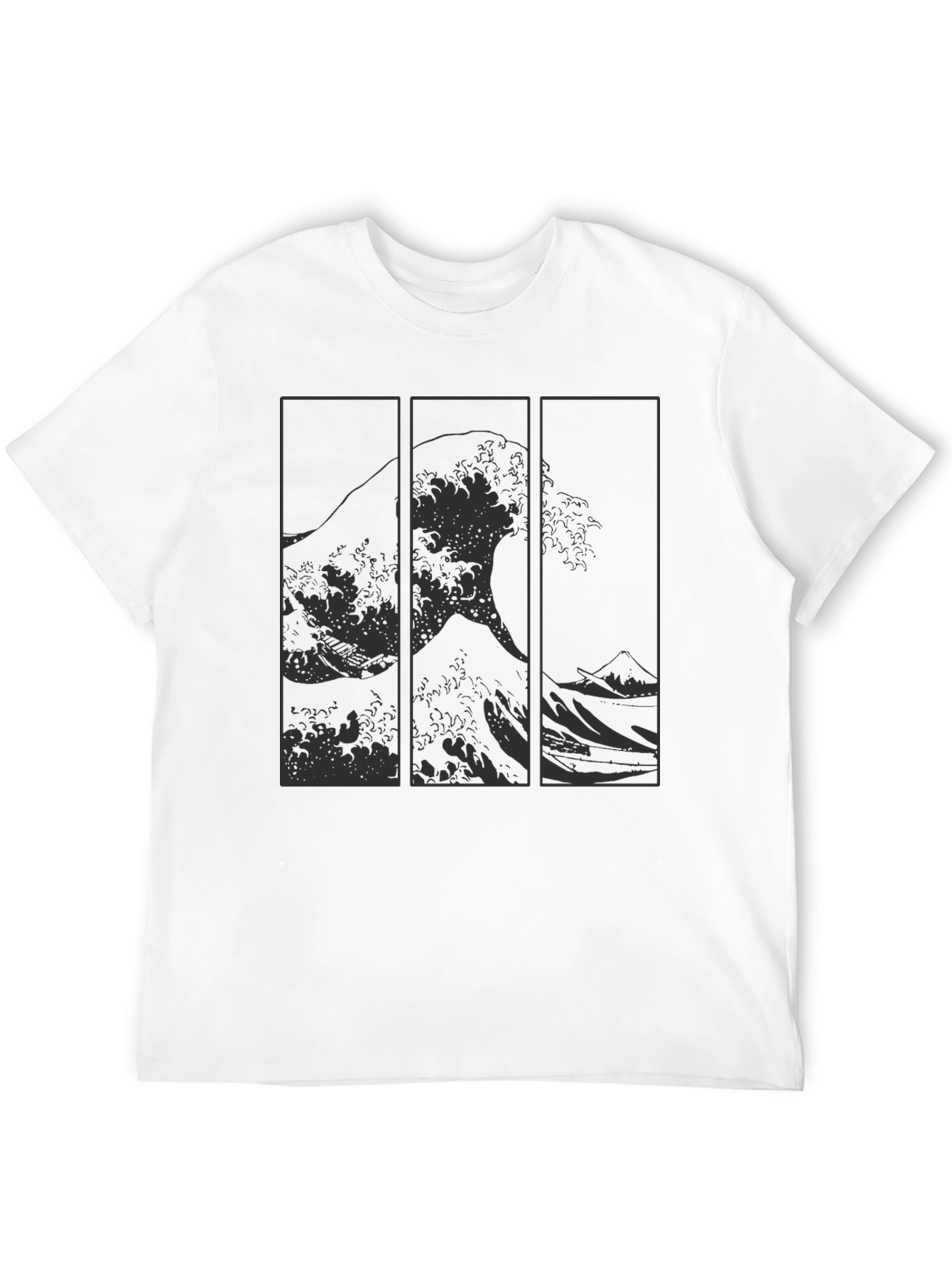 Black Great Wave Triptych Black T-Shirt - Artistic Style view 12