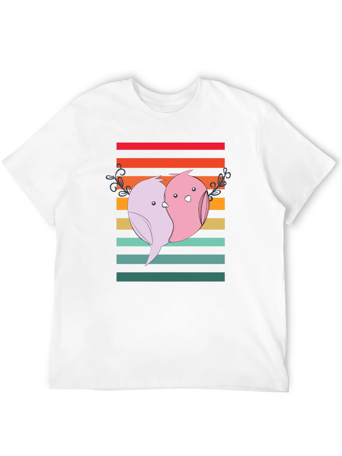 Black Cute Love Birds Graphic Tee - Stylish Unisex T-Shirt view 12