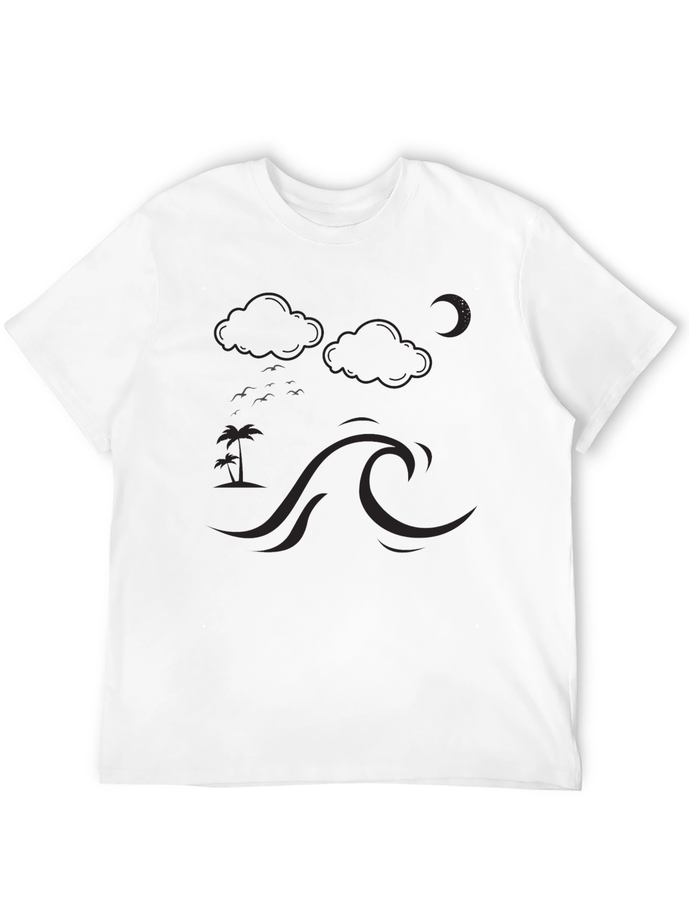 Black Night Waves Graphic Tee - Black Cotton view 12