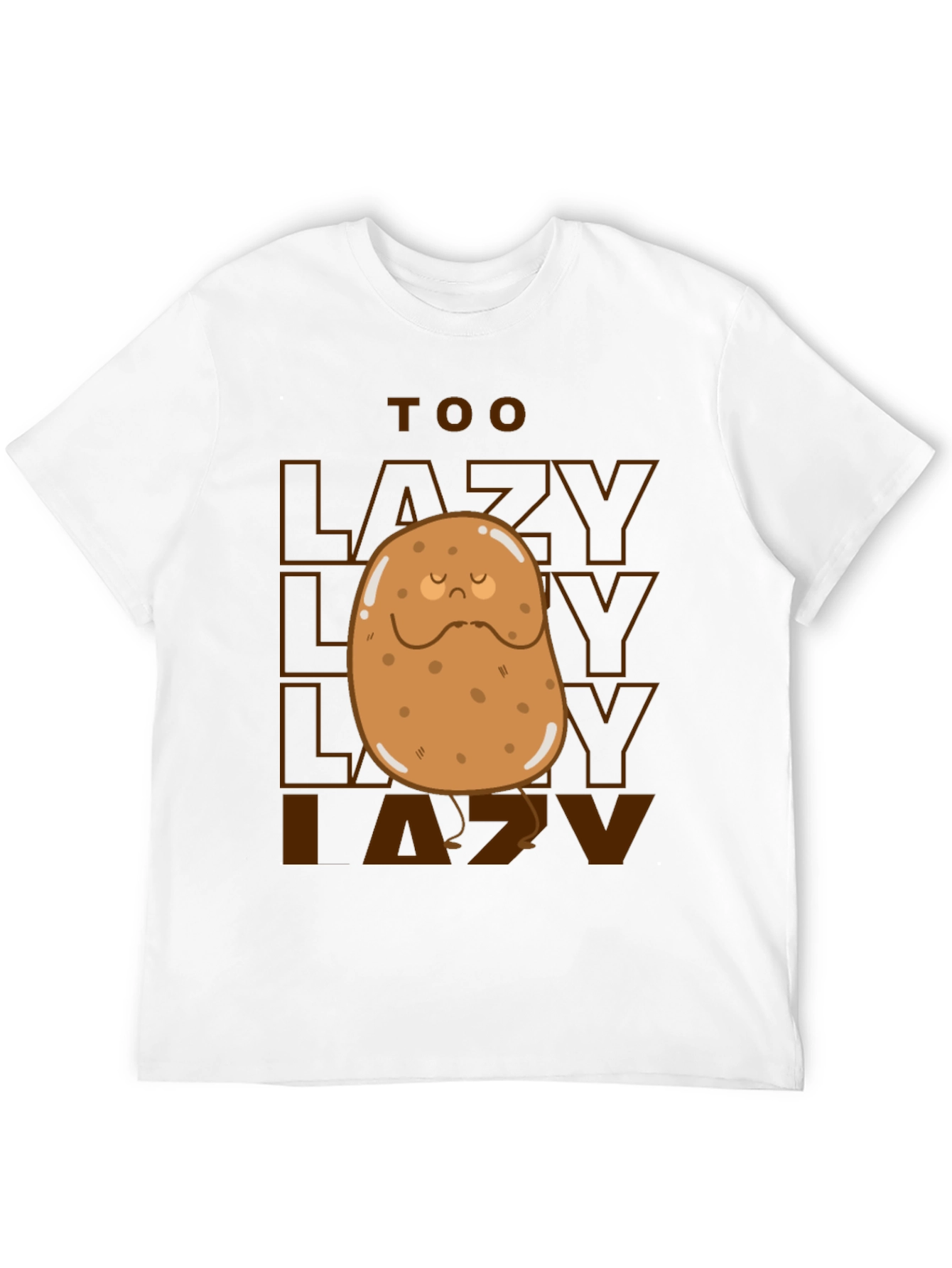 Black Too Lazy Potato Graphic Tee - Funny Unisex T-Shirt view 12