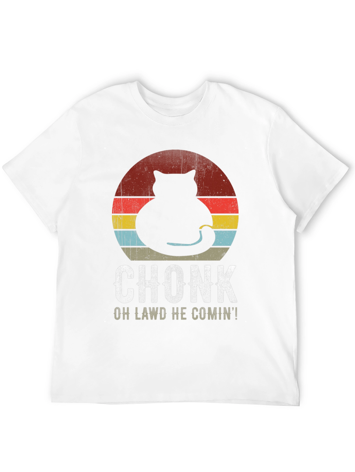 Black Chonk Cat Retro T-Shirt: Oh Lawd He Comin'! view 12
