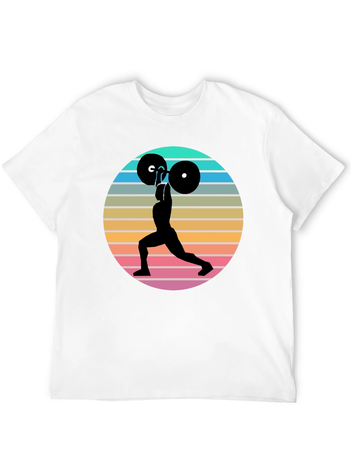 Black Retro Fitness T-Shirt - Weightlifting Silhouette view 12