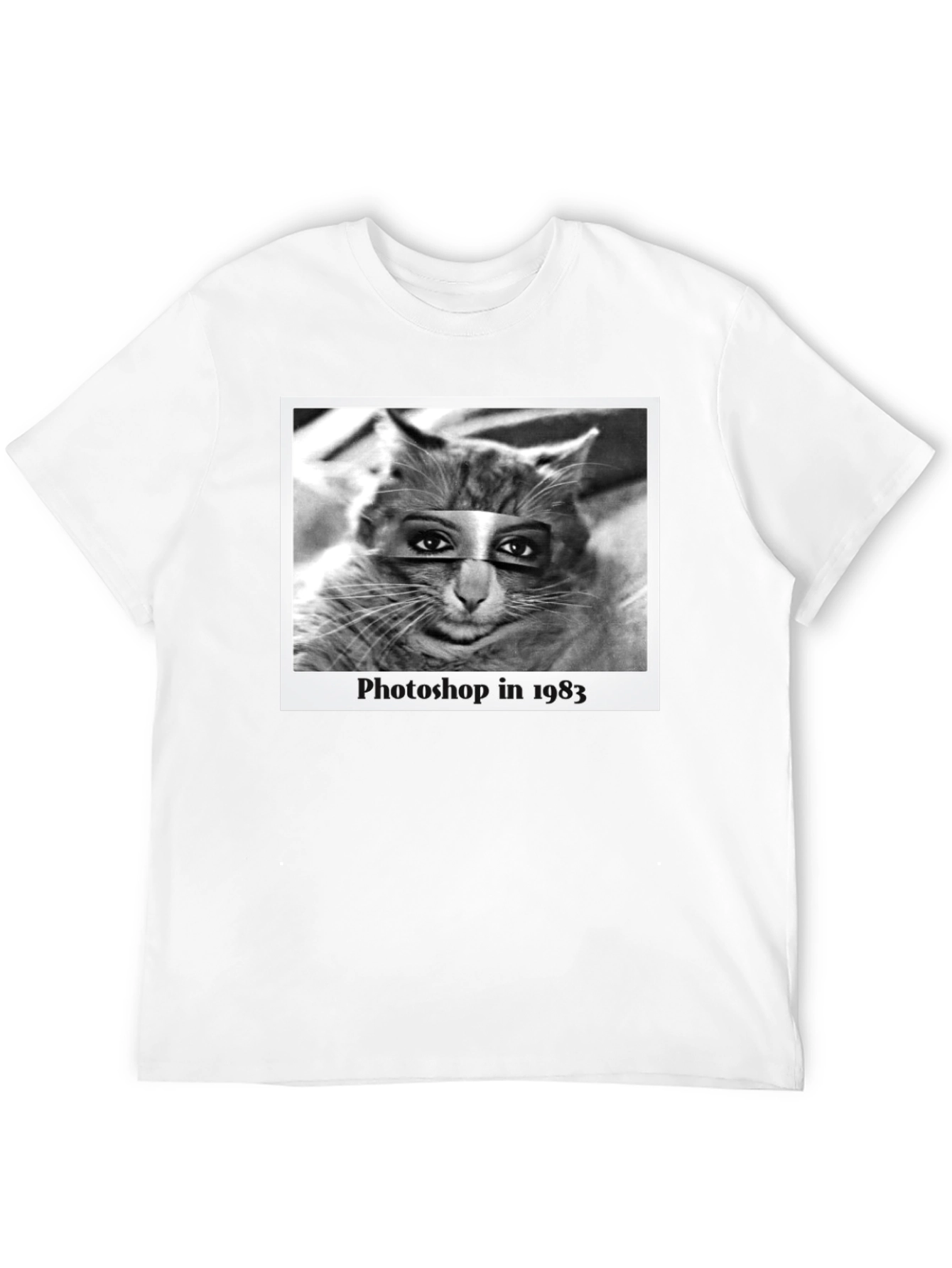 Black Retro Cat Photoshop T-Shirt view 12