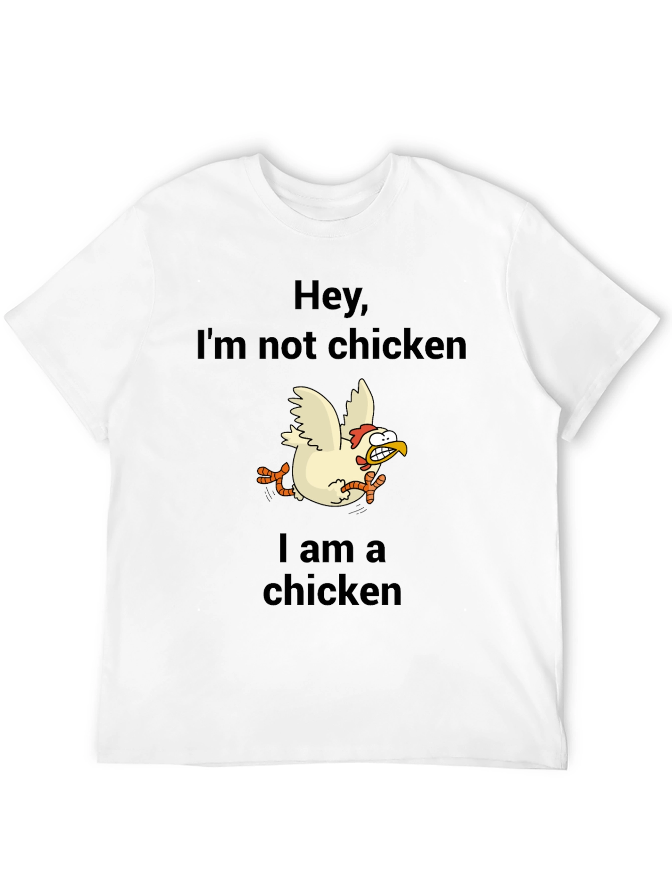 Black Funny Chicken Graphic Tee - Hey, I'm Not Chicken T-Shirt view 12
