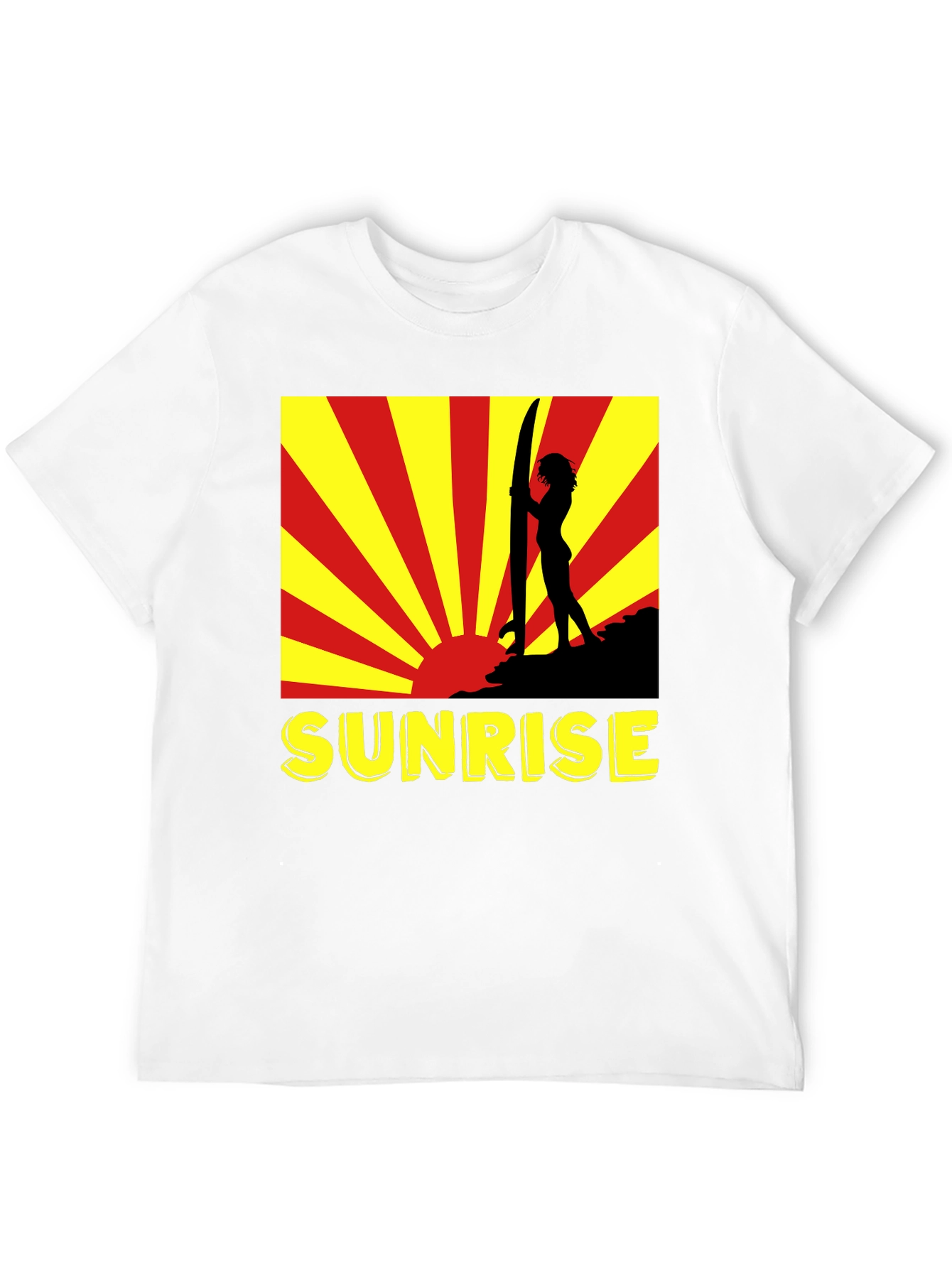 Black Sunrise Surfer Graphic Tee - Black Cotton T-Shirt view 12