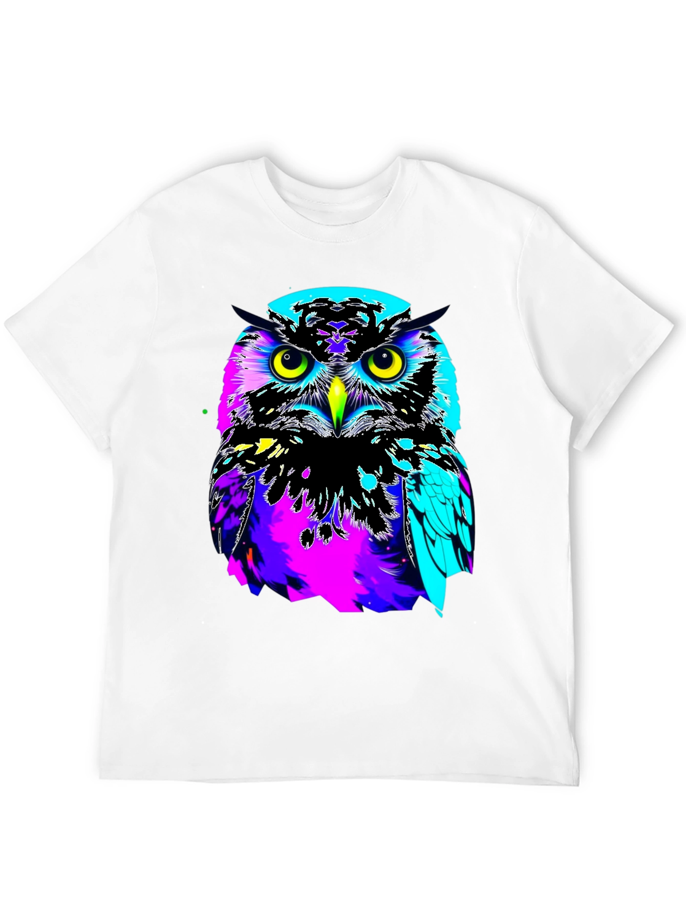 Black Vibrant Owl Graphic Black T-Shirt view 12
