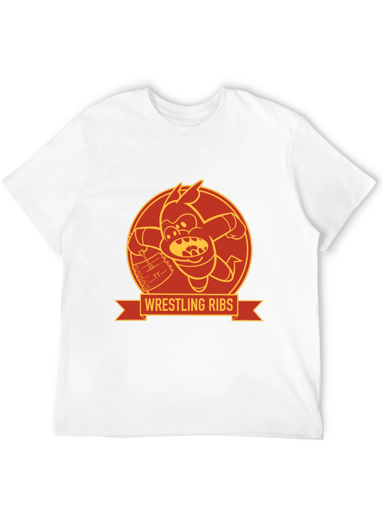 Black Wrestling Ribs Funny Cartoon Graphic Tee view 12