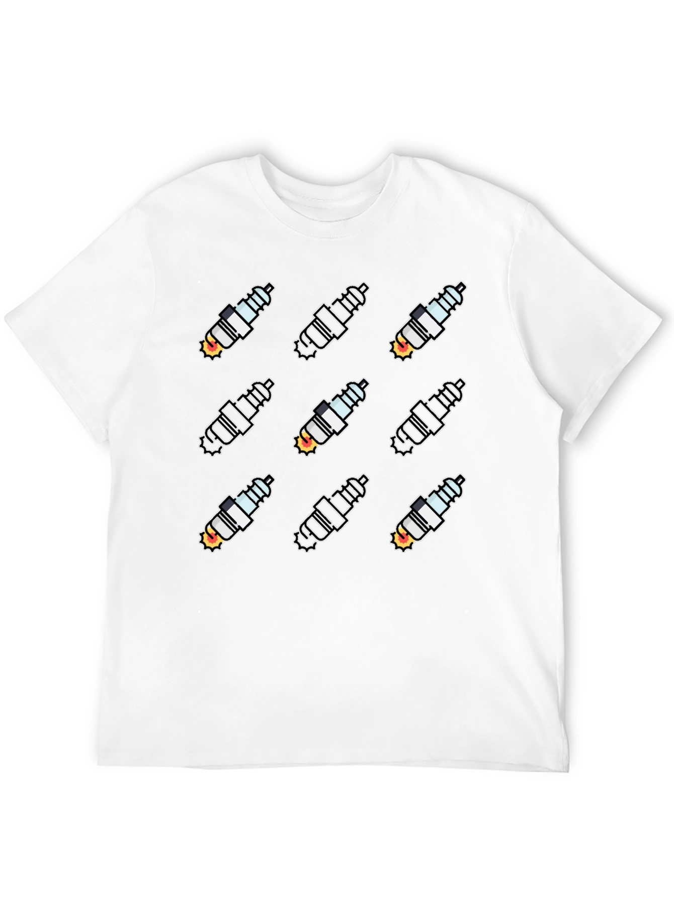 Black Spark Plug Pattern Black T-Shirt view 12