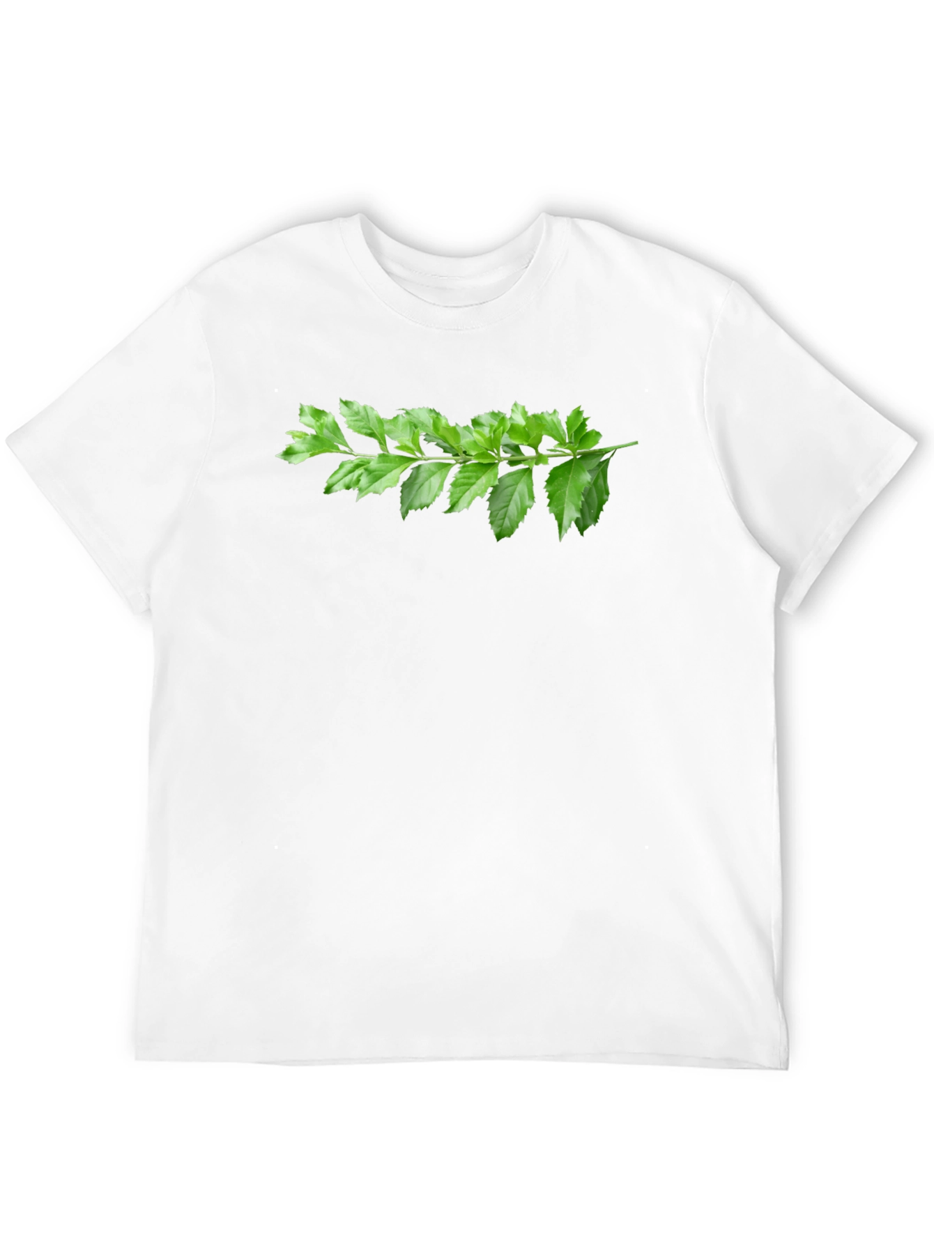Black Green Branch Print Black T-Shirt view 12