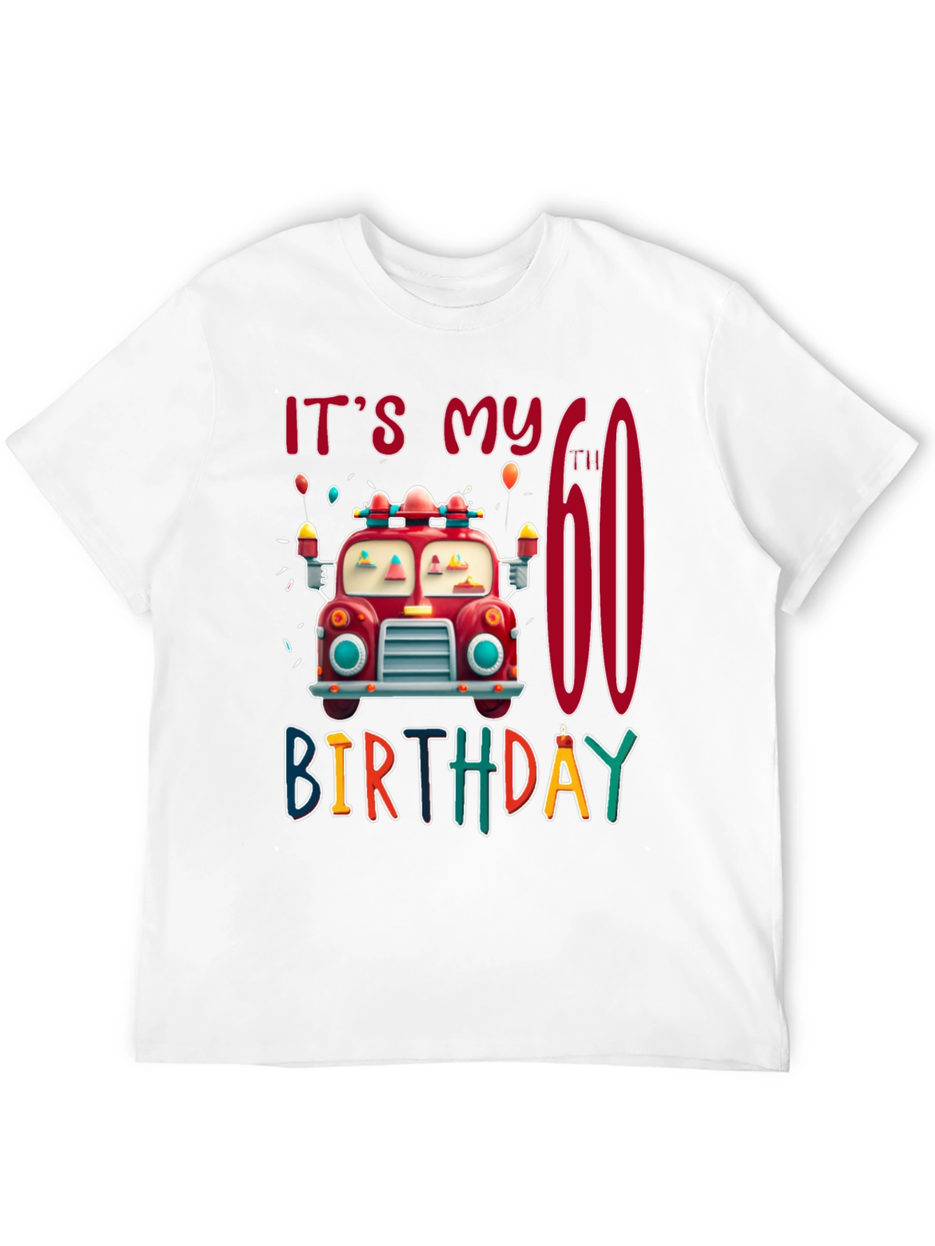 It's My 60th Birthday Fire Truck T-Shirt - 12