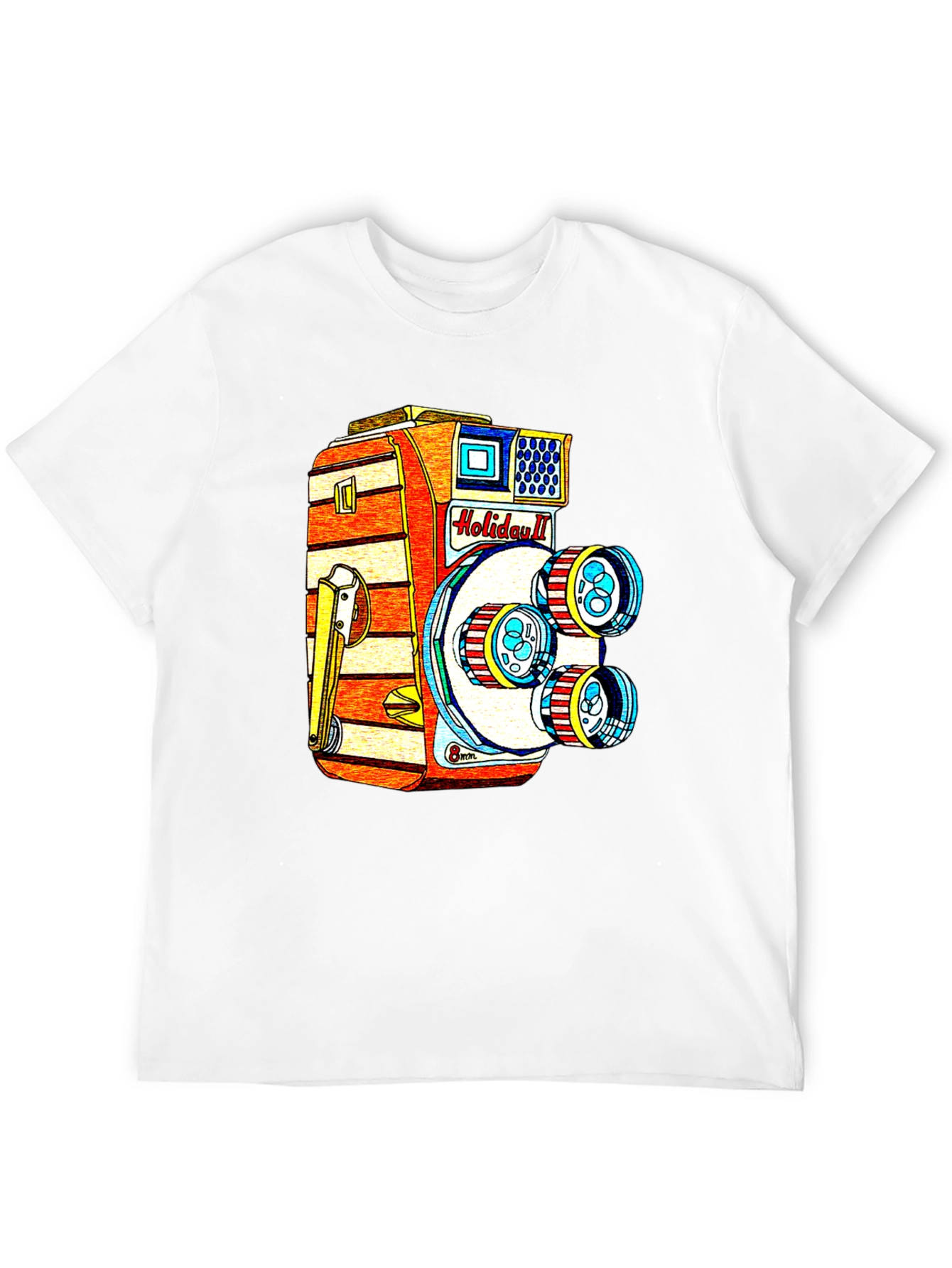 Black Retro Holiday II Camera Graphic T-Shirt view 12