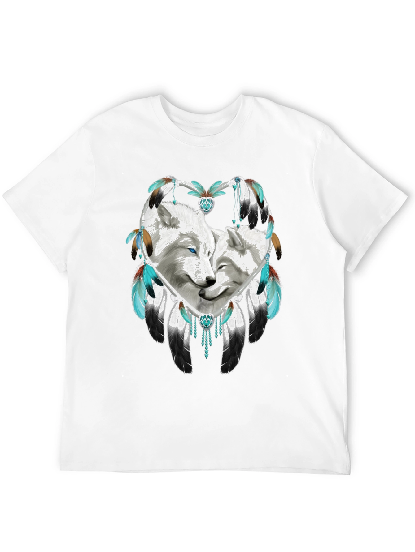 Black Wolf Dreamcatcher Graphic Tee - Black Cotton Blend Shirt view 12