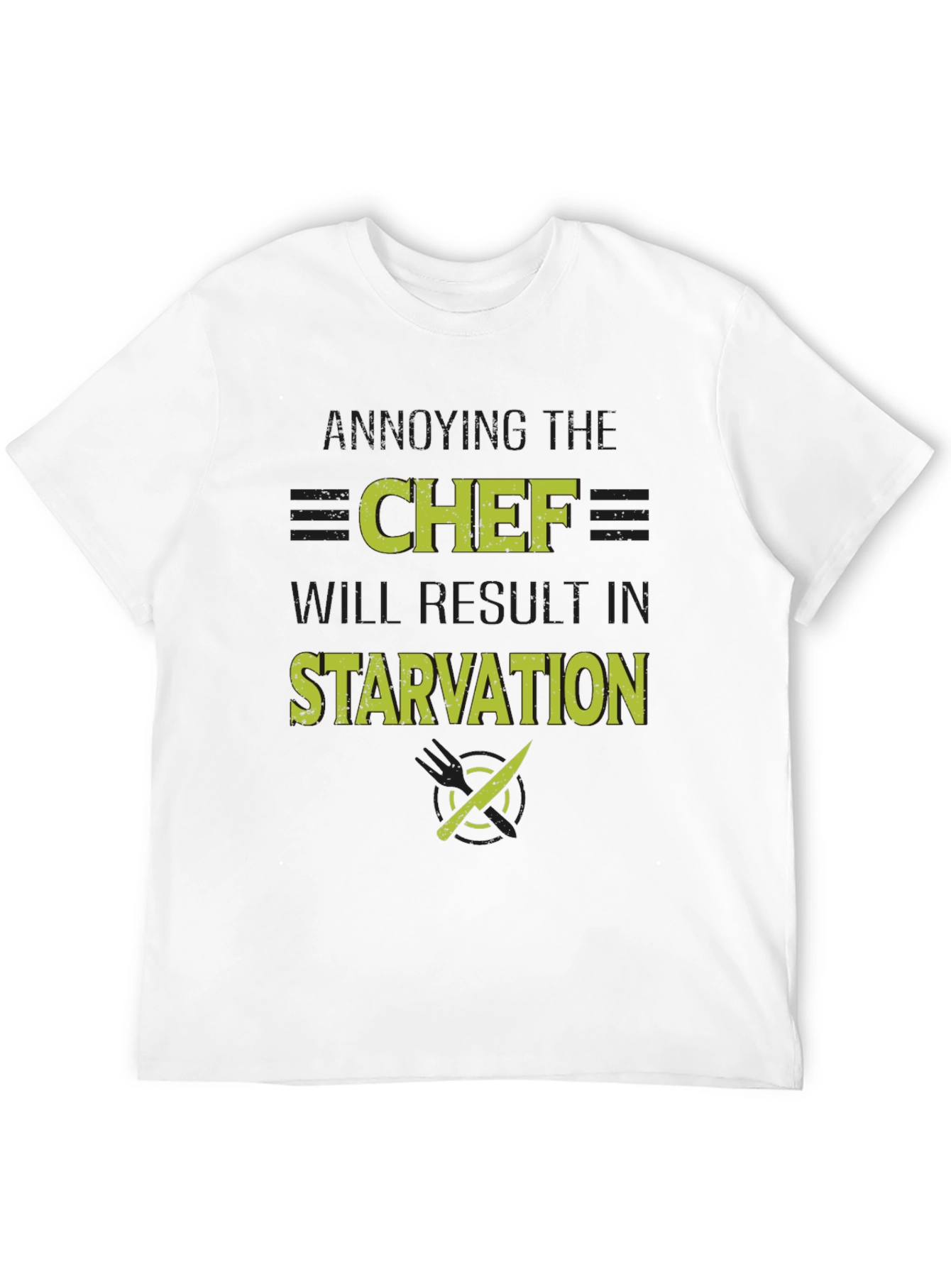 Black Funny Chef T-Shirt - Starvation Warning view 12