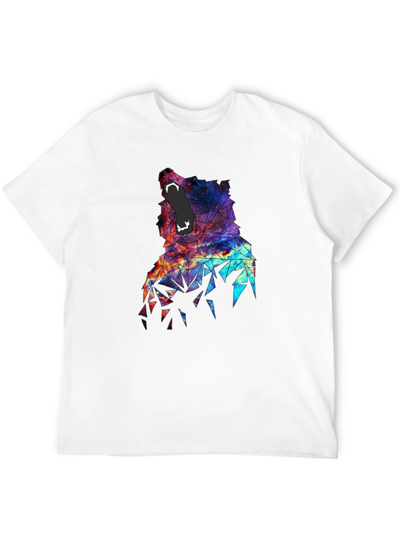 Black Geometric Wolf Galaxy T-Shirt - Unique Design view 12