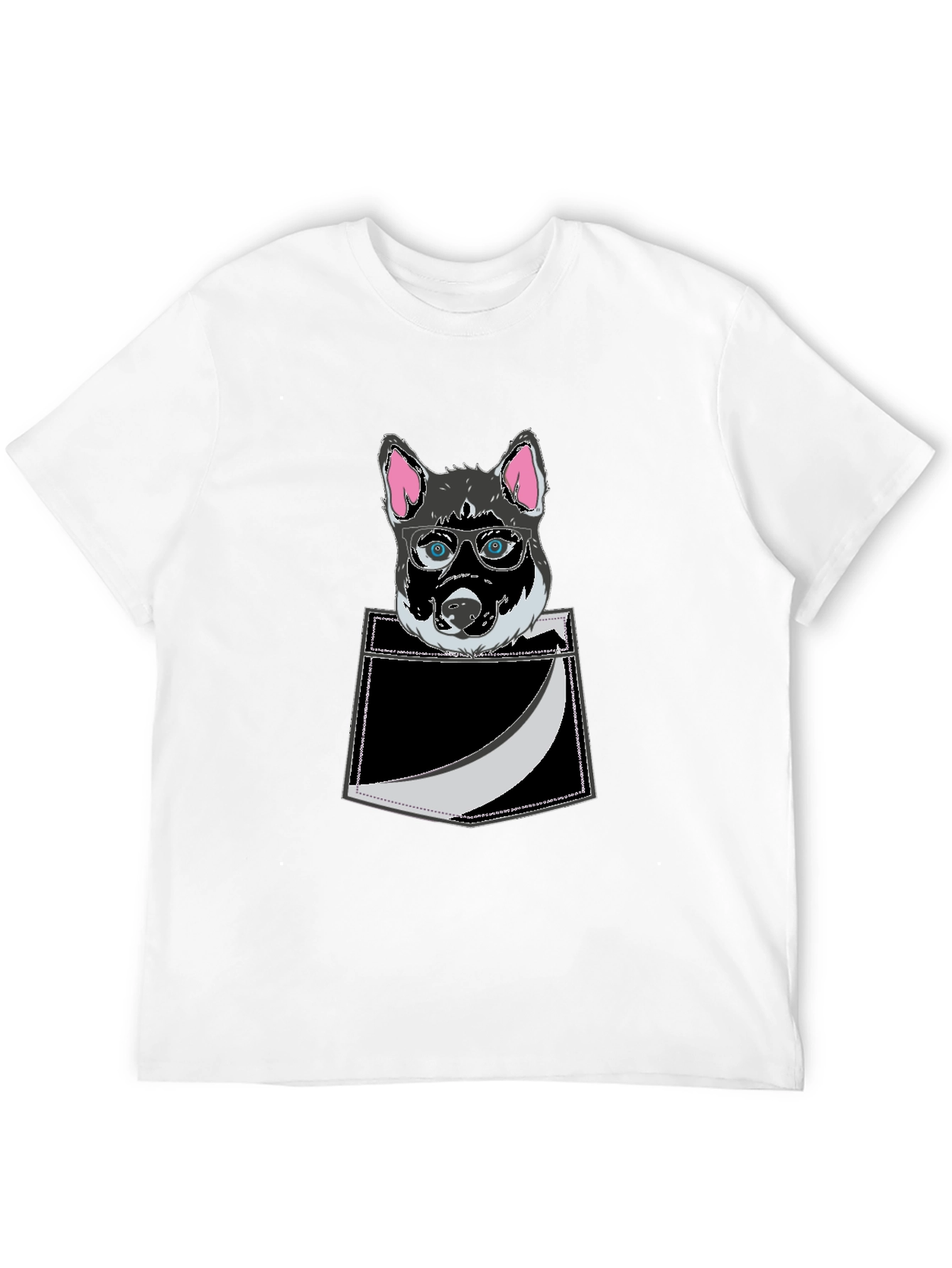 Black Cool Dog in Pocket T-Shirt - Stylish Graphic Tee view 12