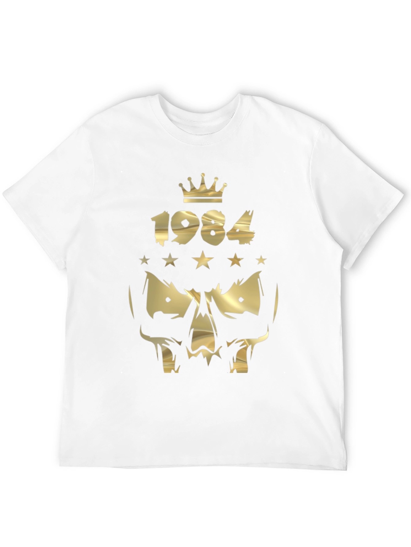 Black 1984 Skull Graphic T-Shirt - Gold Print Design view 12