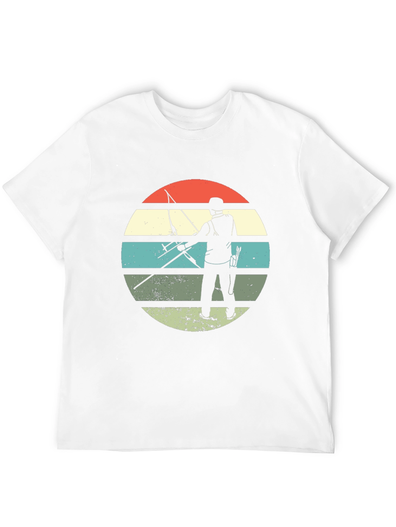 Black Archery Silhouette Retro Style T-Shirt view 12