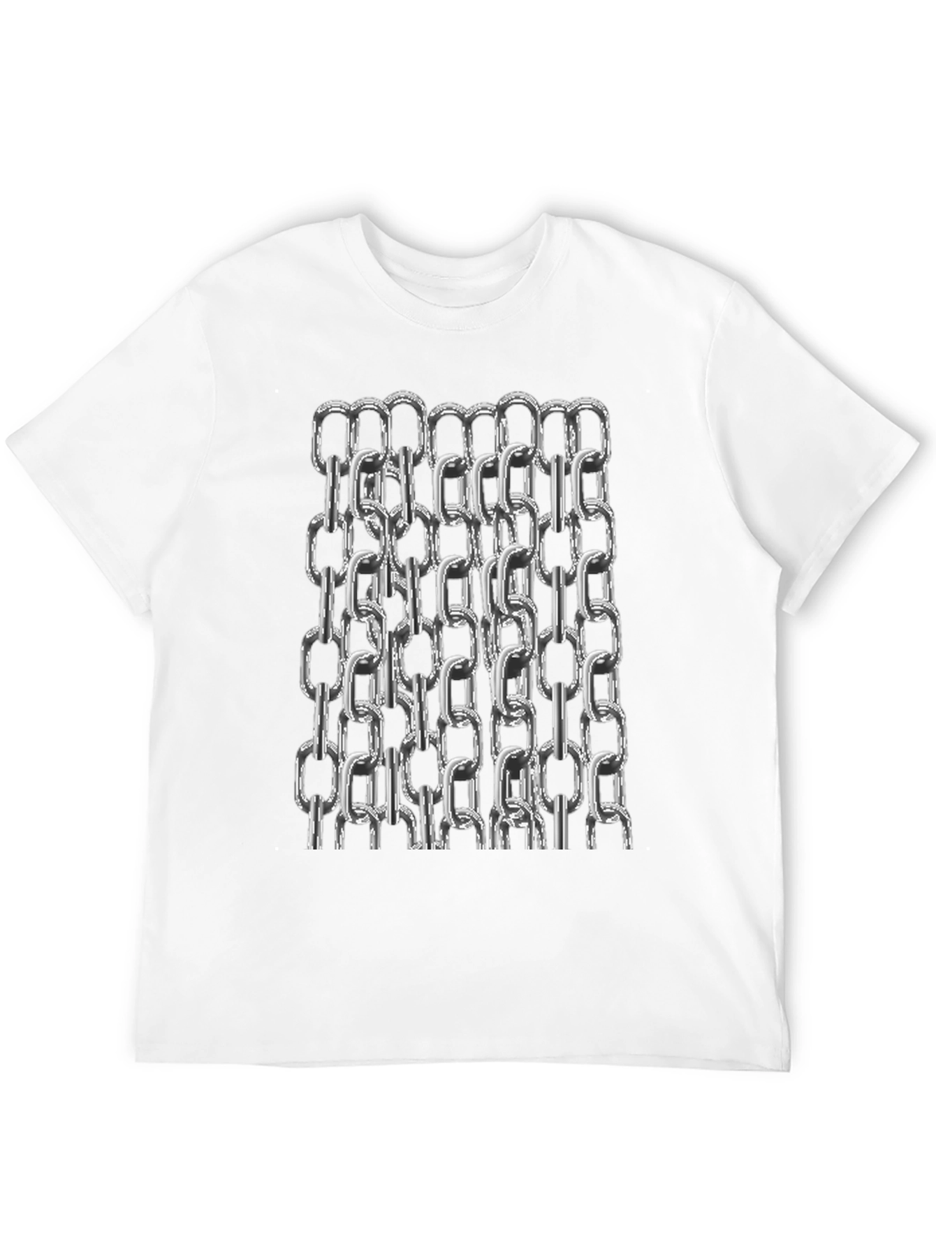 Black Chain Link Graphic Tee - Black Cotton Casual T-Shirt view 12