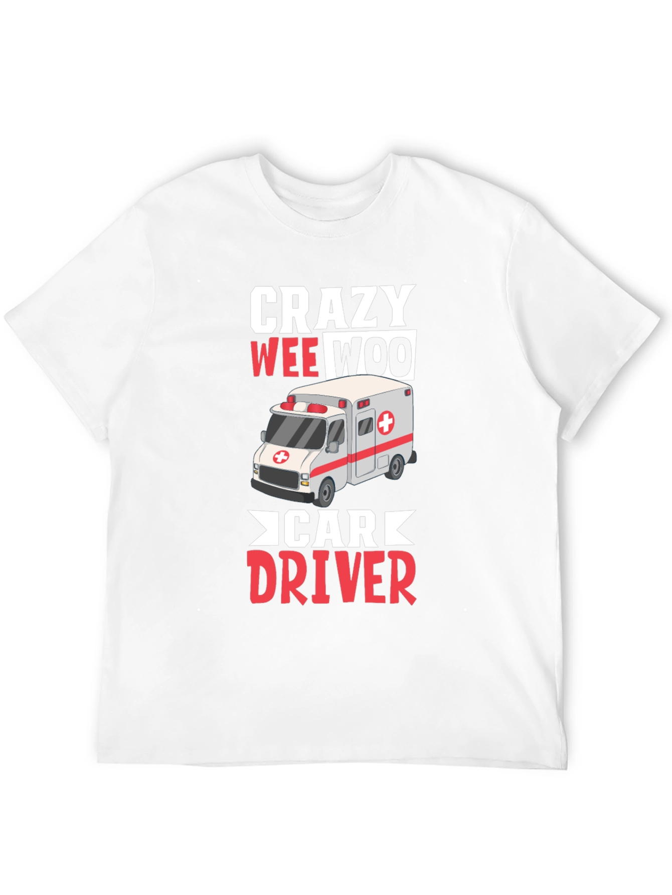 Black Crazy Wee Woo Car Driver T-Shirt view 12