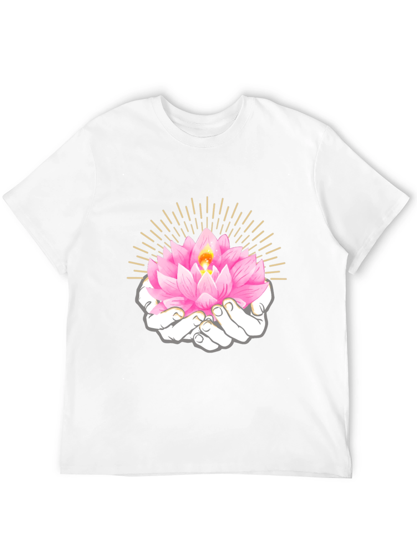 Black Lotus Flower in Hands Graphic T-Shirt view 12