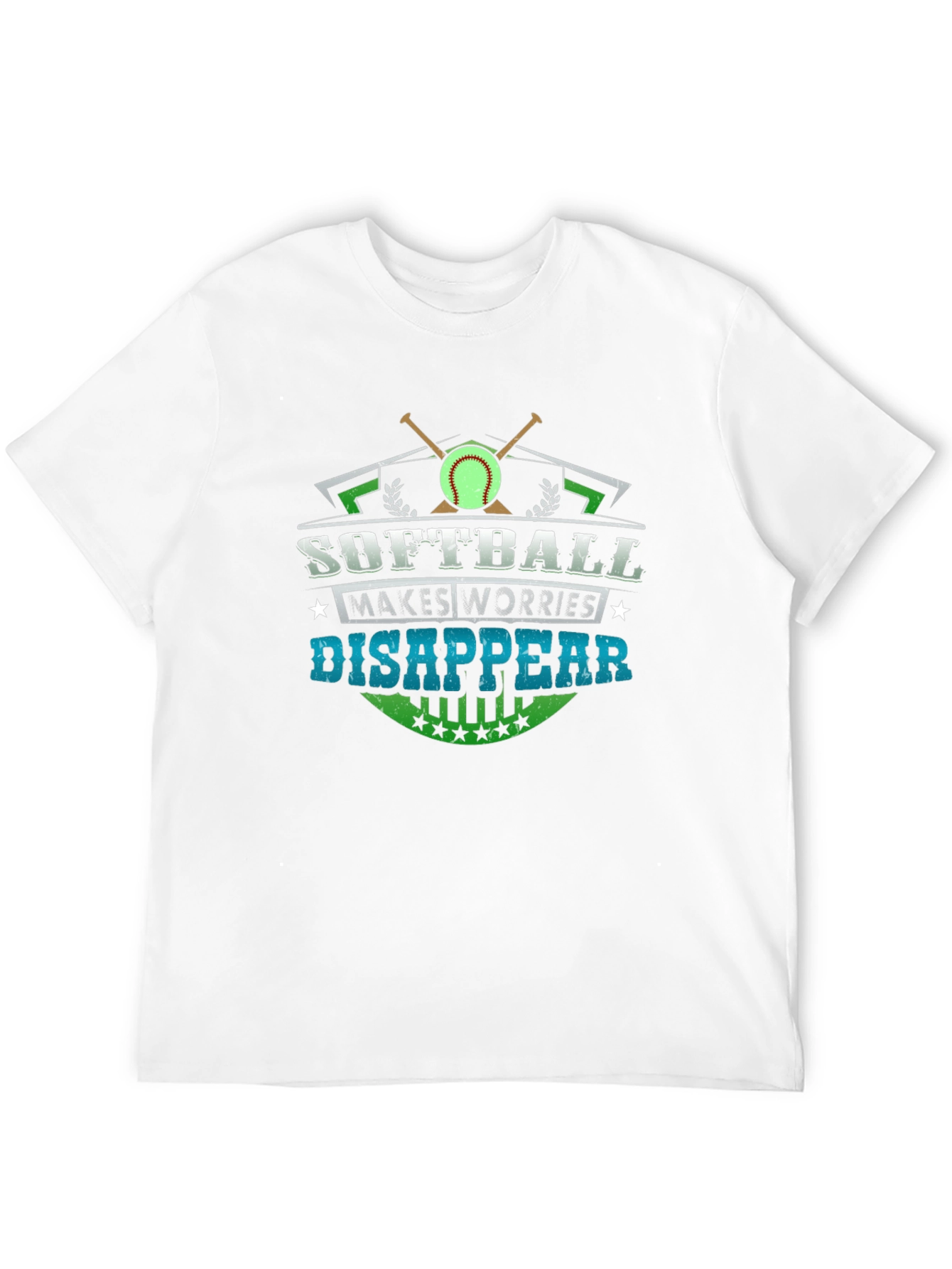 Black Softball Makes Worries Disappear Graphic T-Shirt view 12