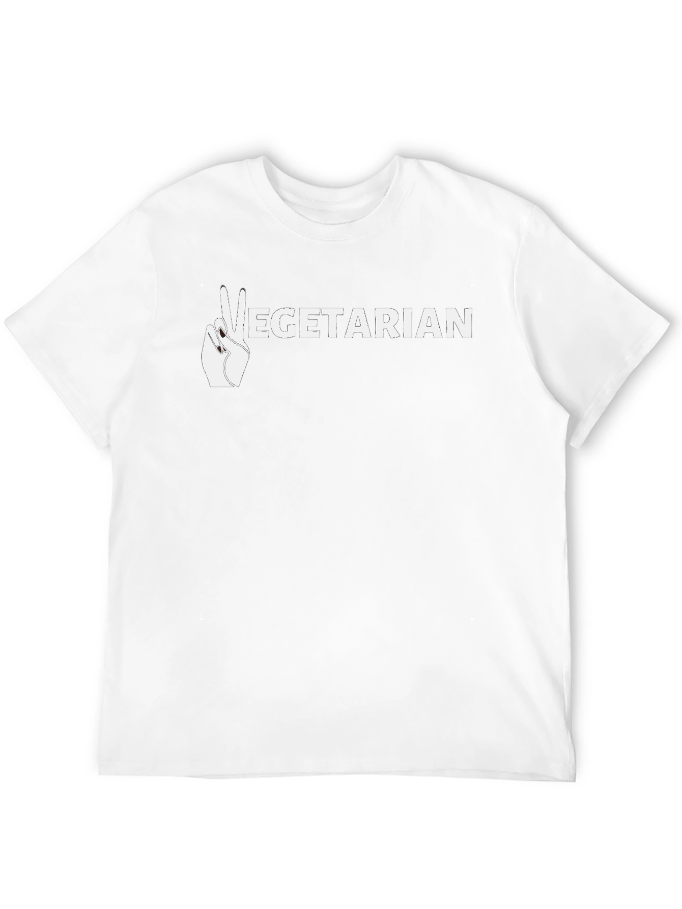 Black Vegetarian Peace Sign Graphic T-Shirt view 12